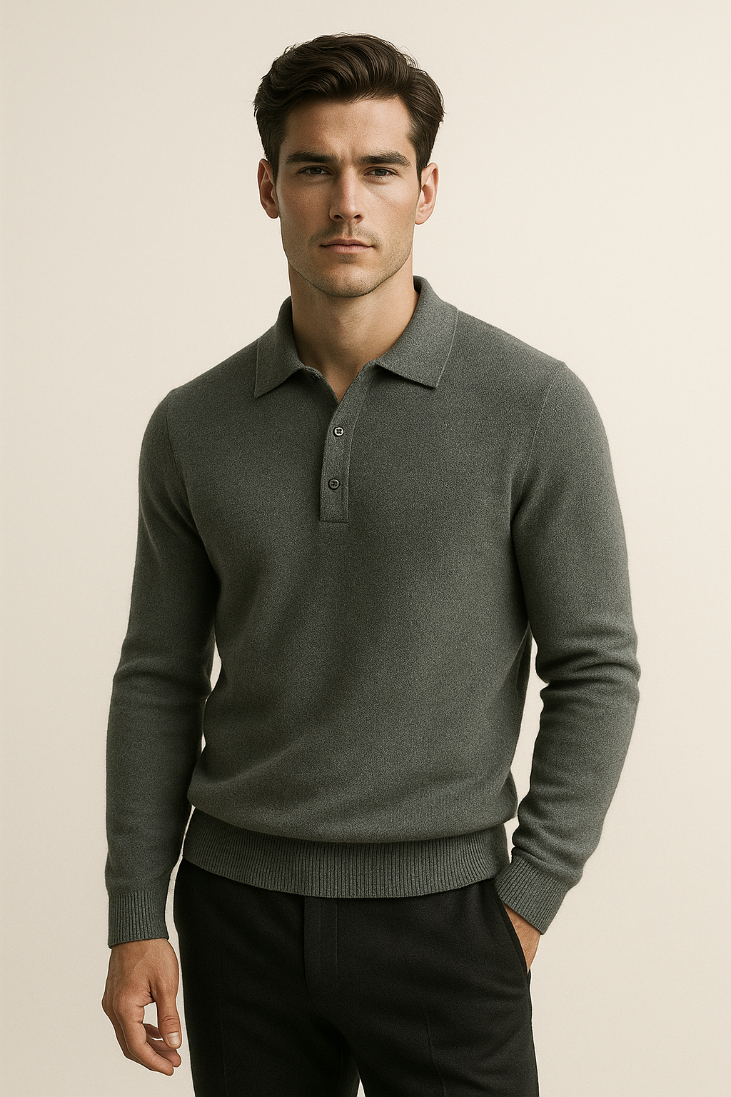 Maglia Polo in Maglia Alessandro Merino Verde Foschia