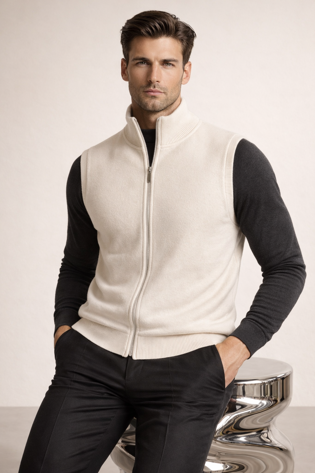 Alberto Merino Gilet Avorio