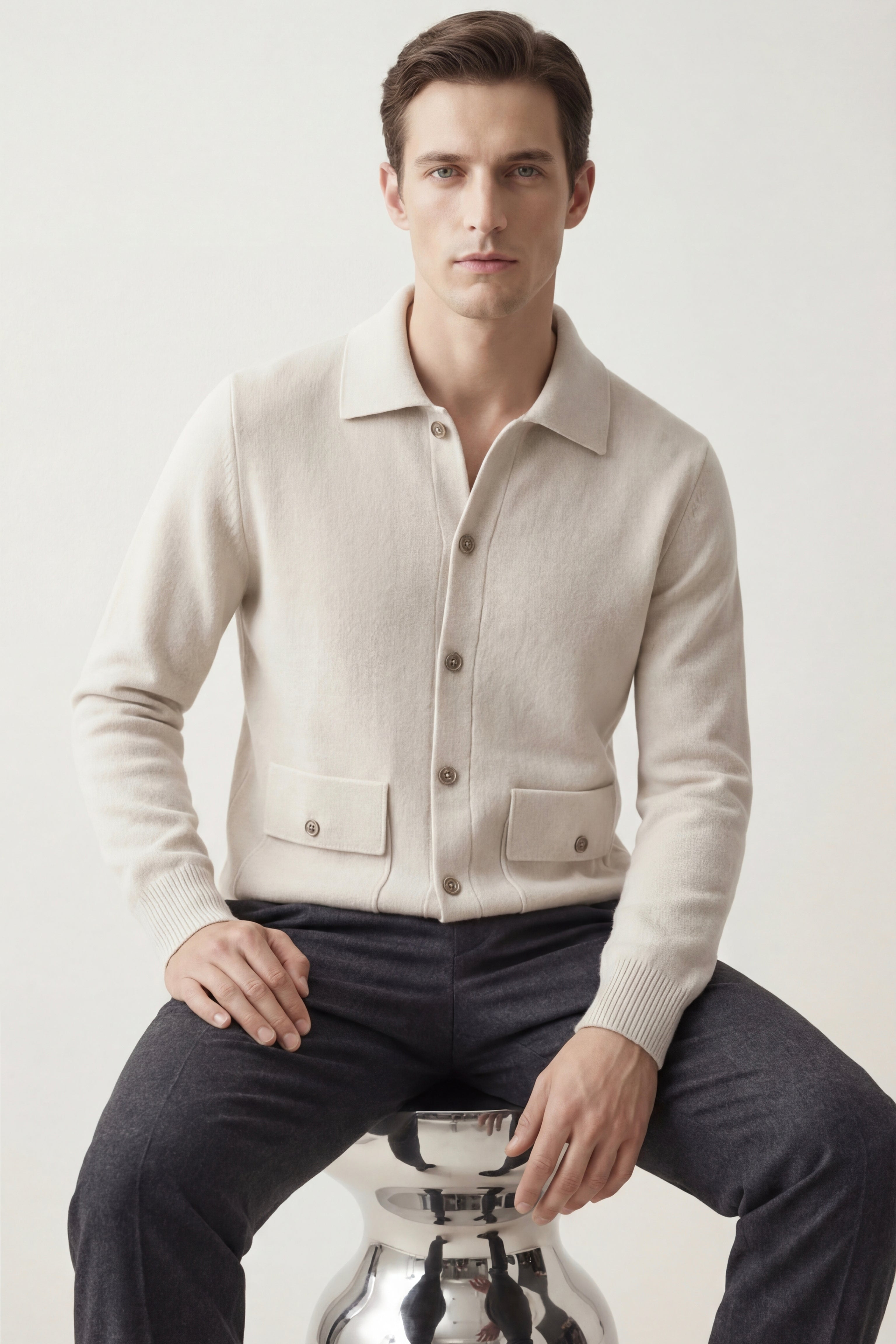 Cardigan in cashmere Lorenzo avorio