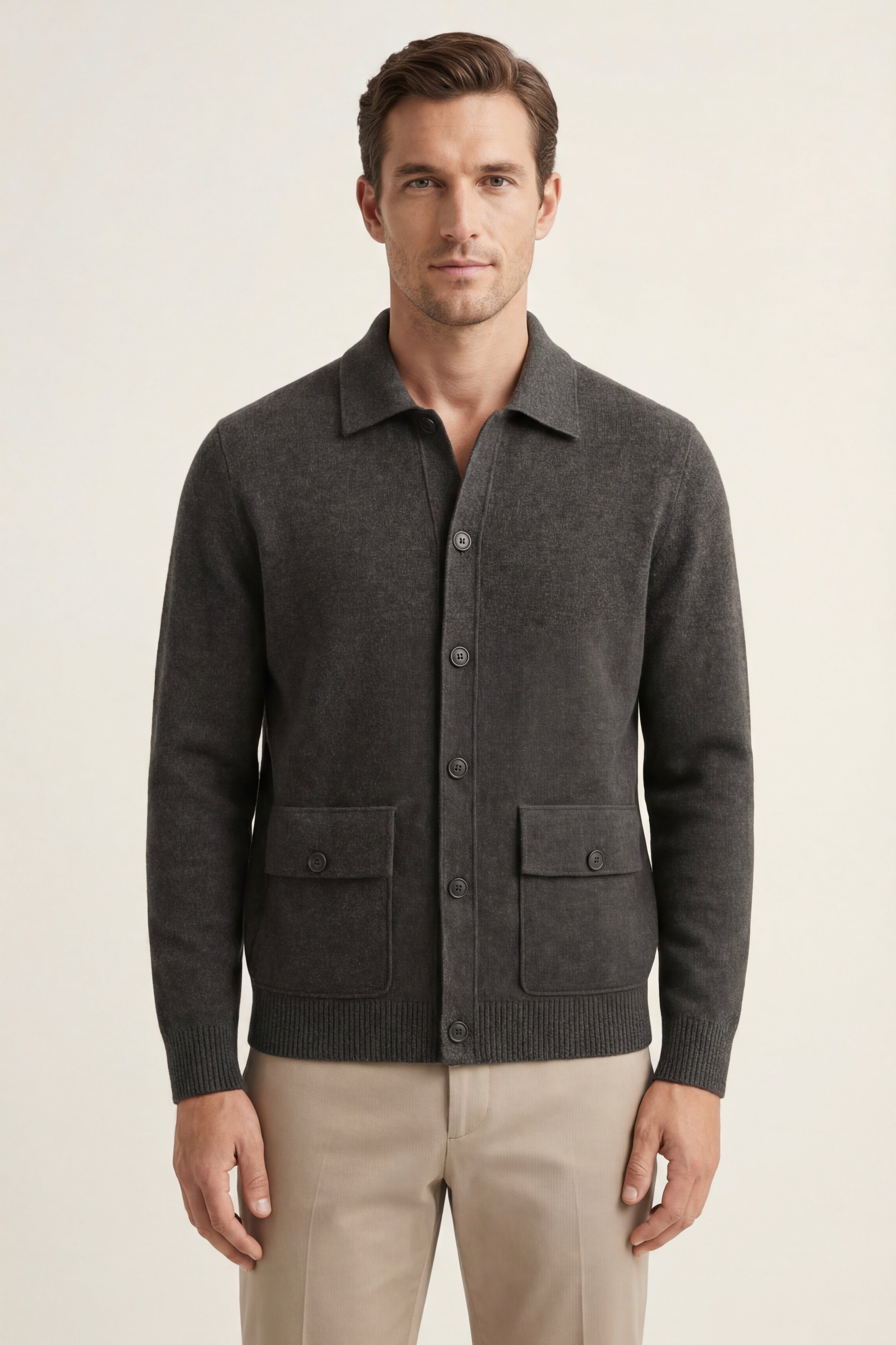 Cardigan Lorenzo in cashmere grigio scuro