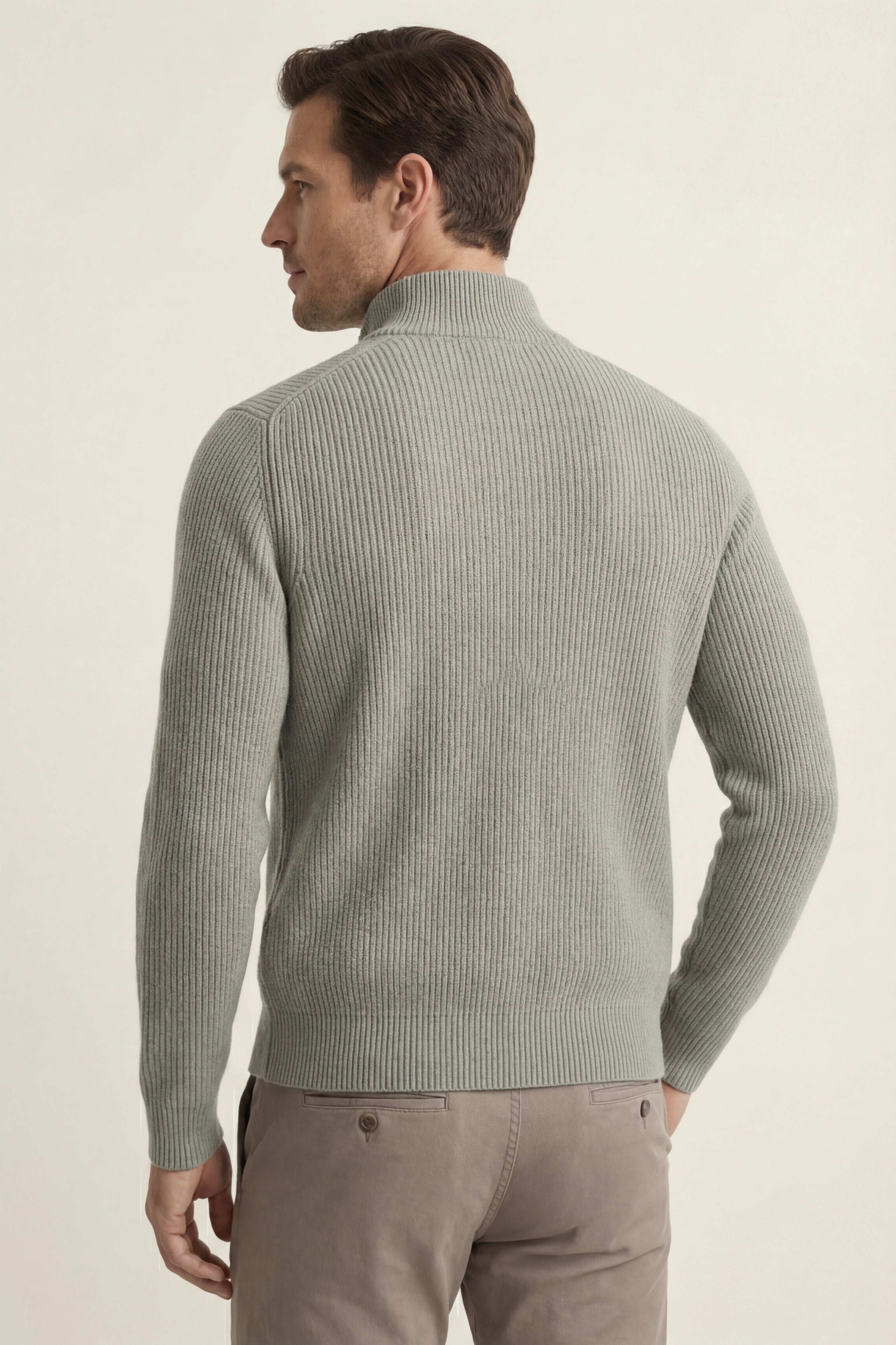 Cardigan in cashmere Roma grigio-verde
