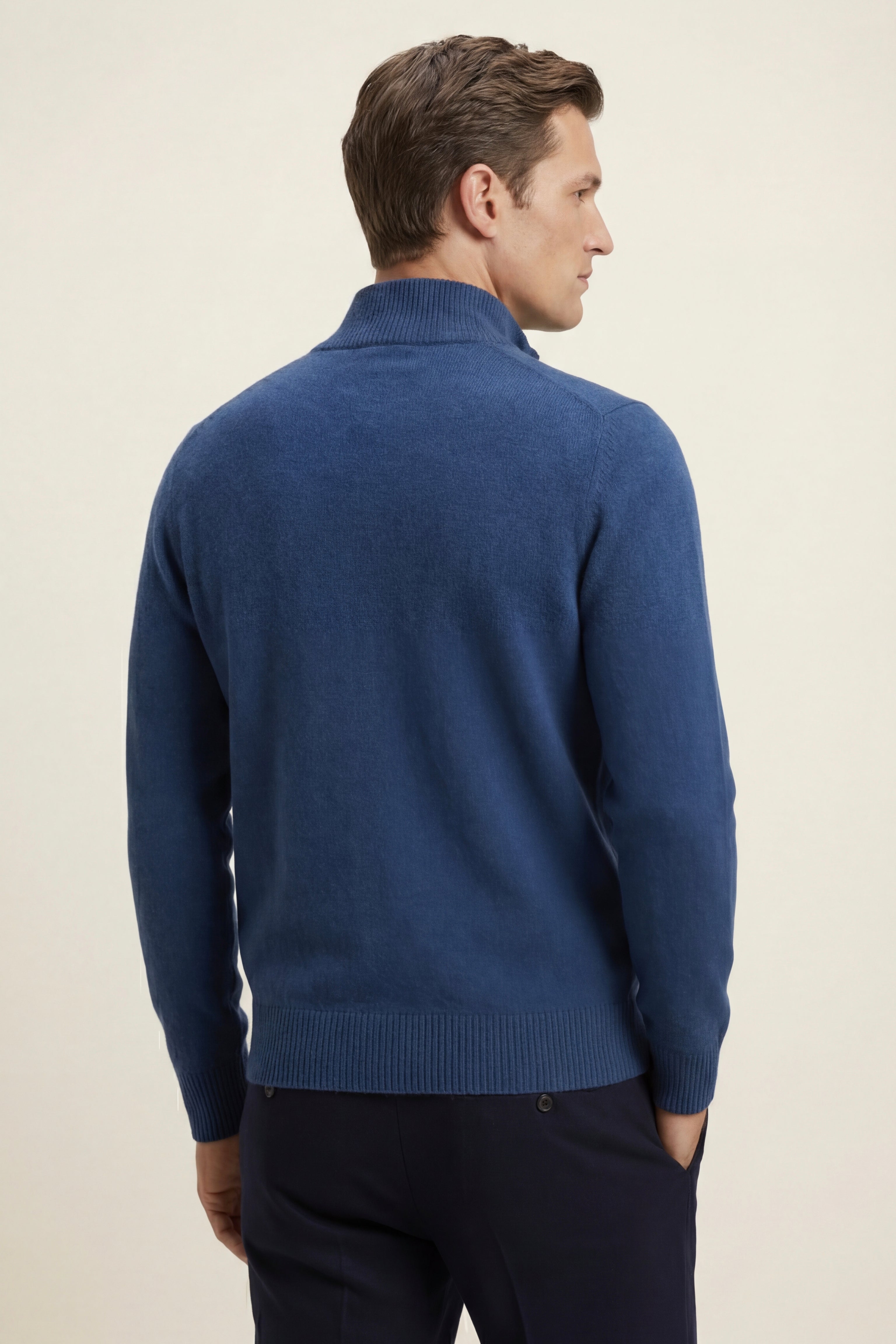 Maglia in cashmere reversibile con zip Marciello blu navy e grigio