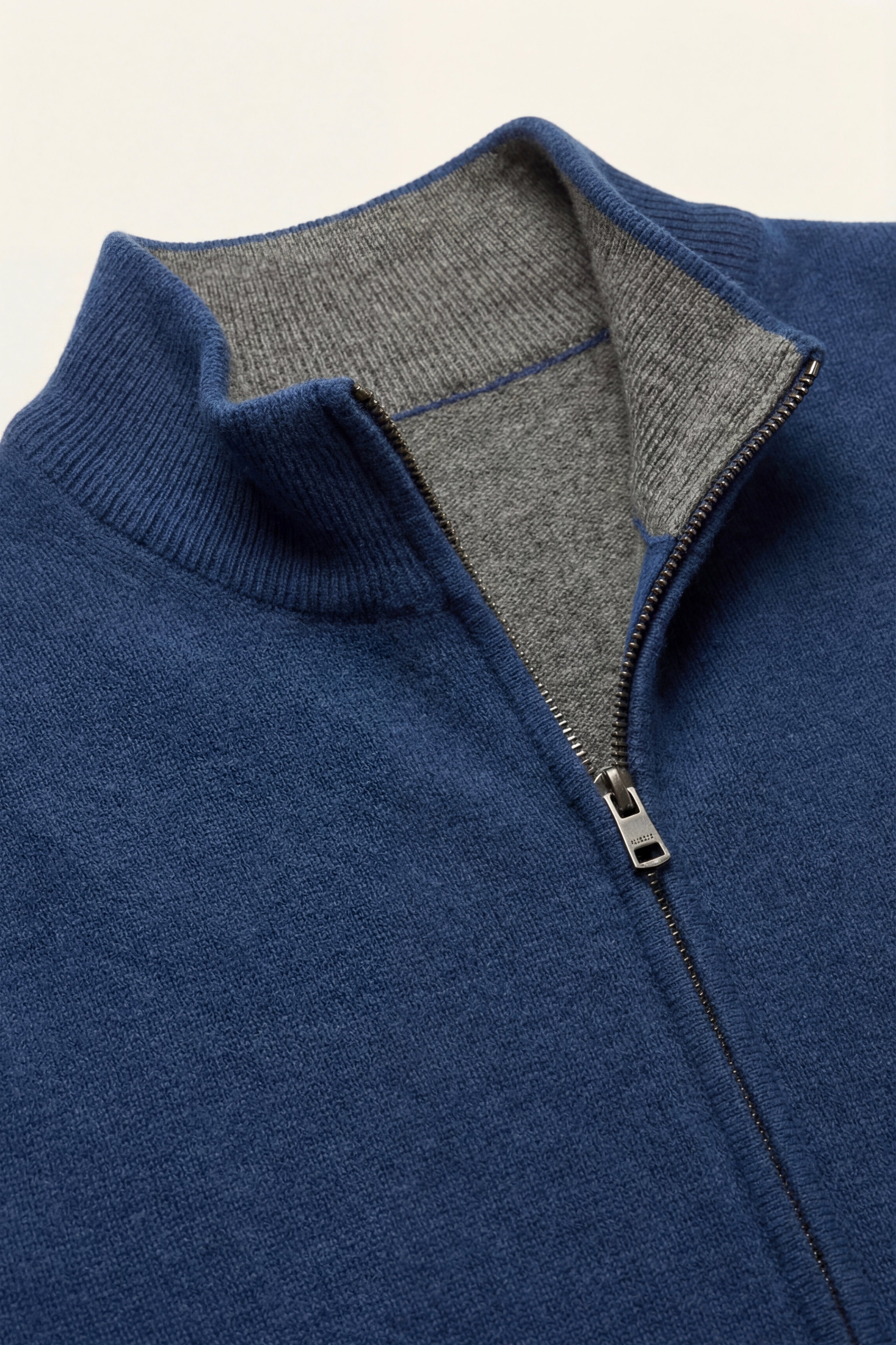 Maglia in cashmere reversibile con zip Marciello blu navy e grigio