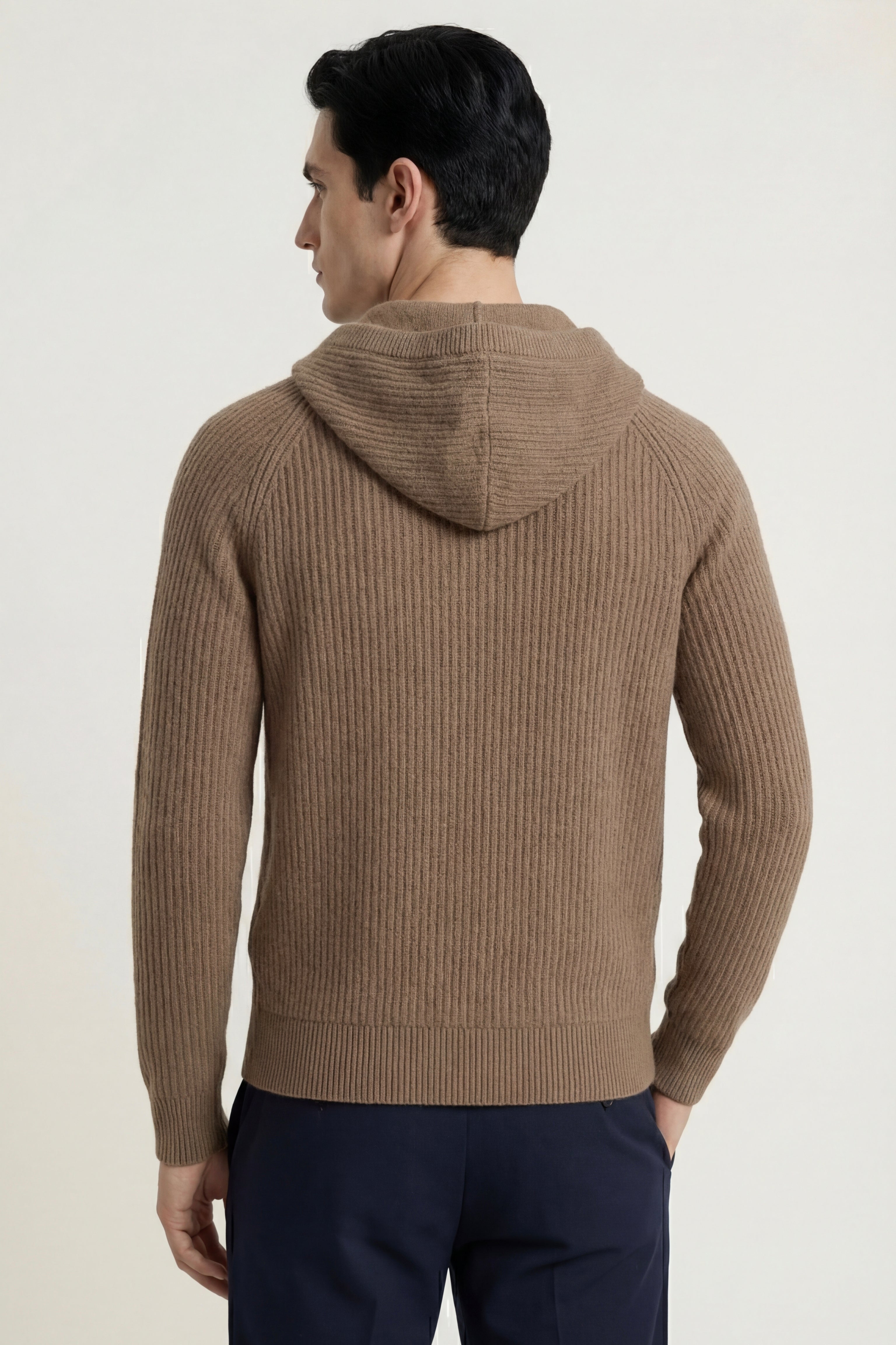 Felpa con Cappuccio in Maglia Sorrento Marrone