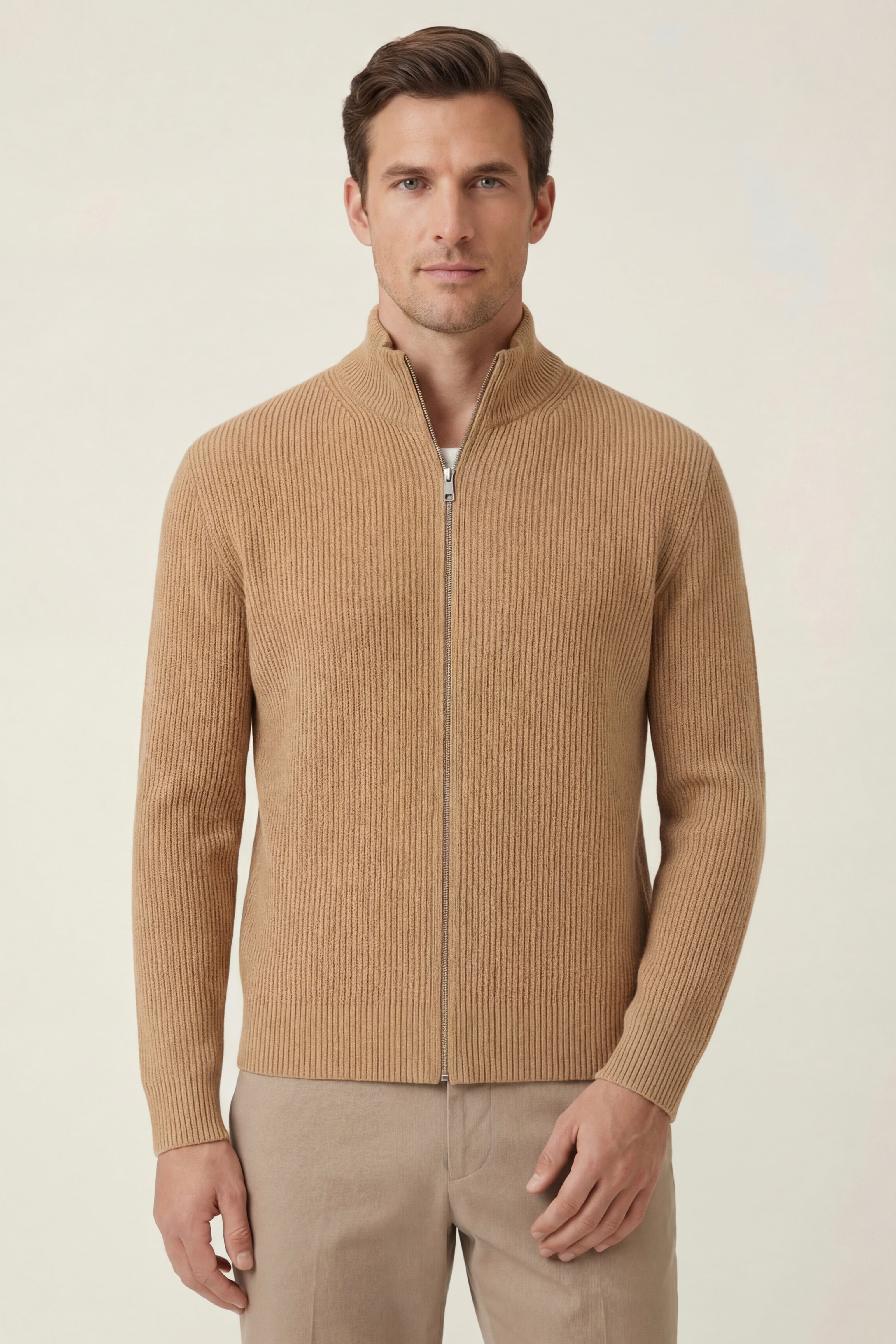 Cardigan Roma in Cashmere color Kaki