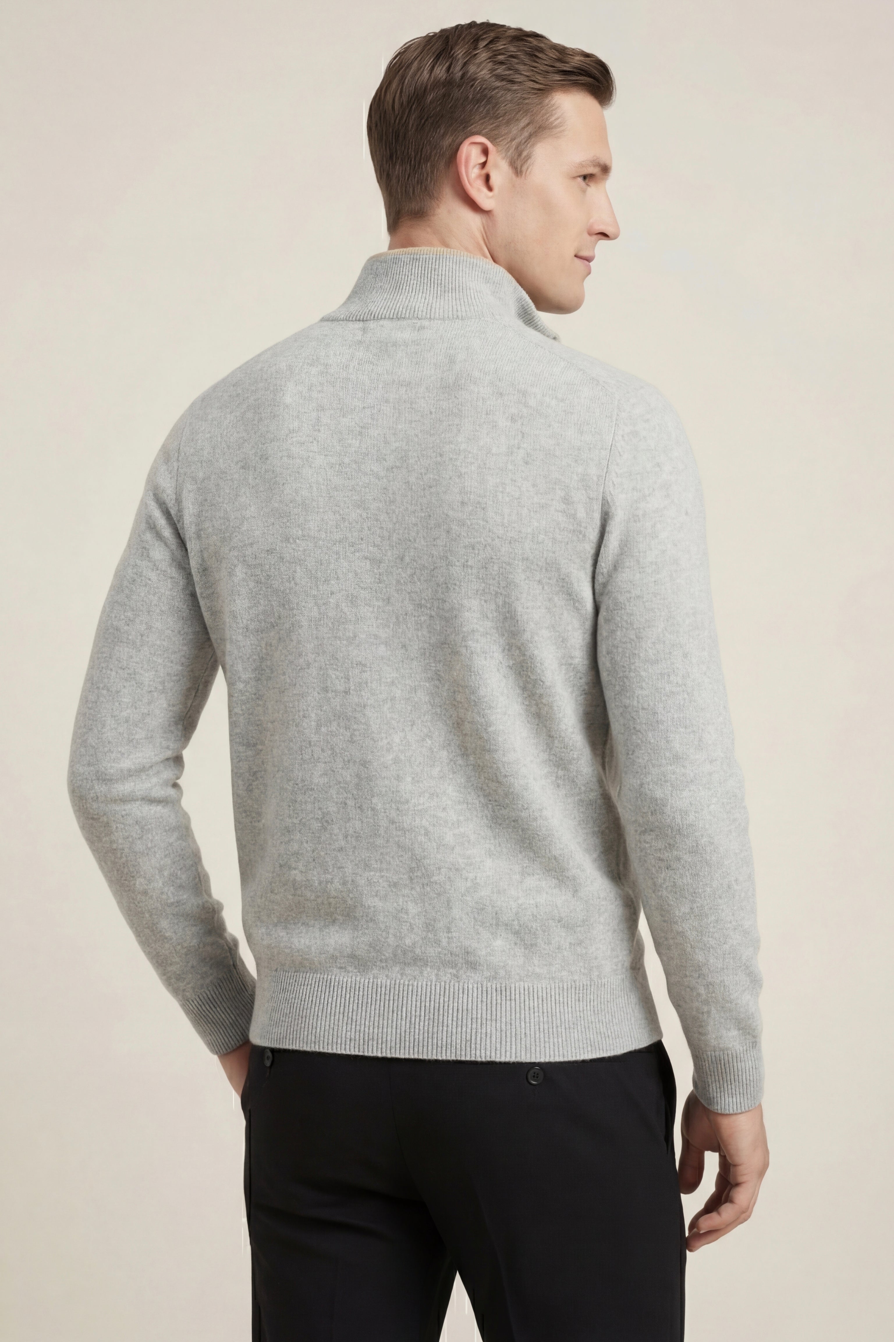 Cardigan reversibile in cashmere con zip Marciello Beige e Grigio