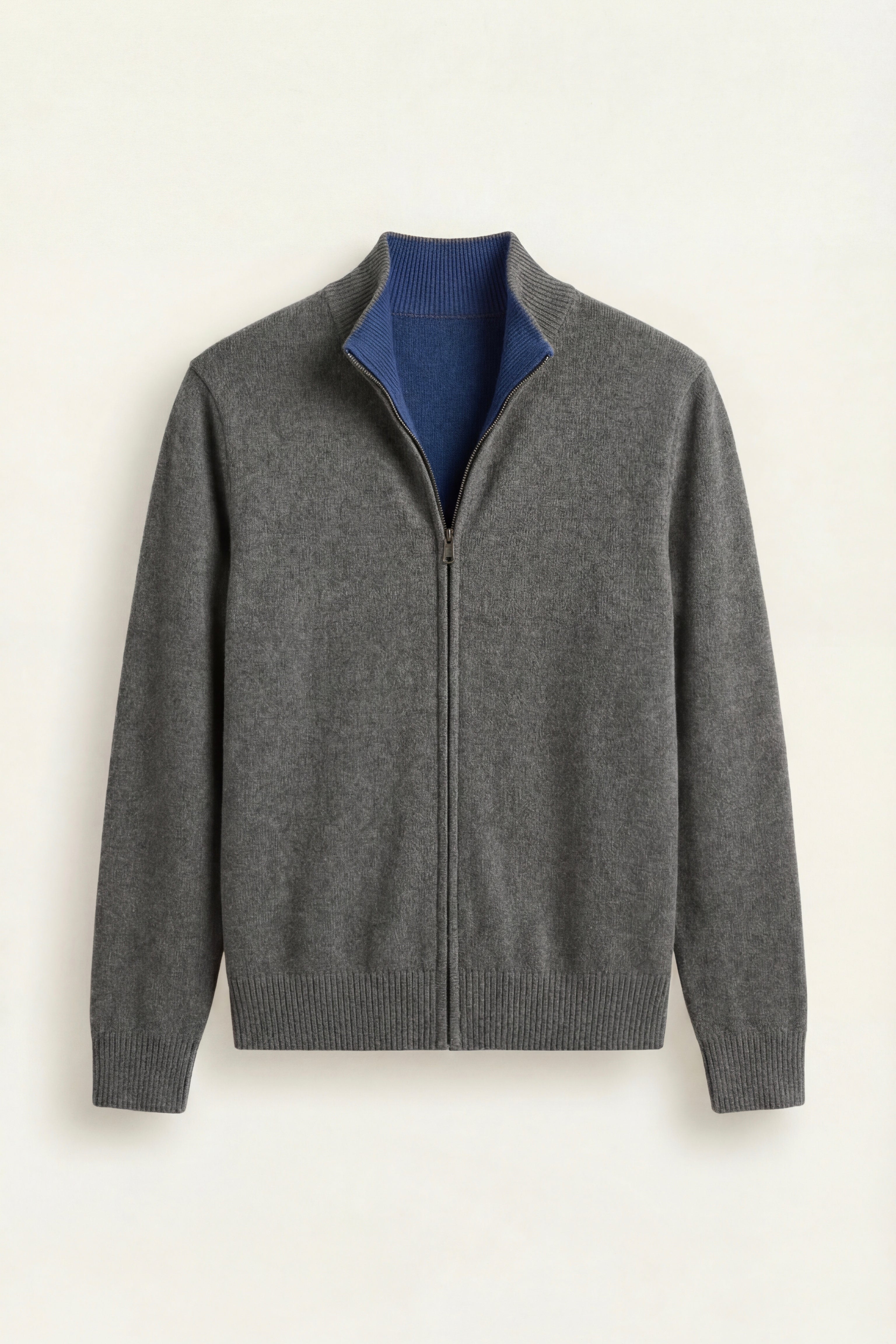 Maglia in cashmere reversibile con zip Marciello blu navy e grigio