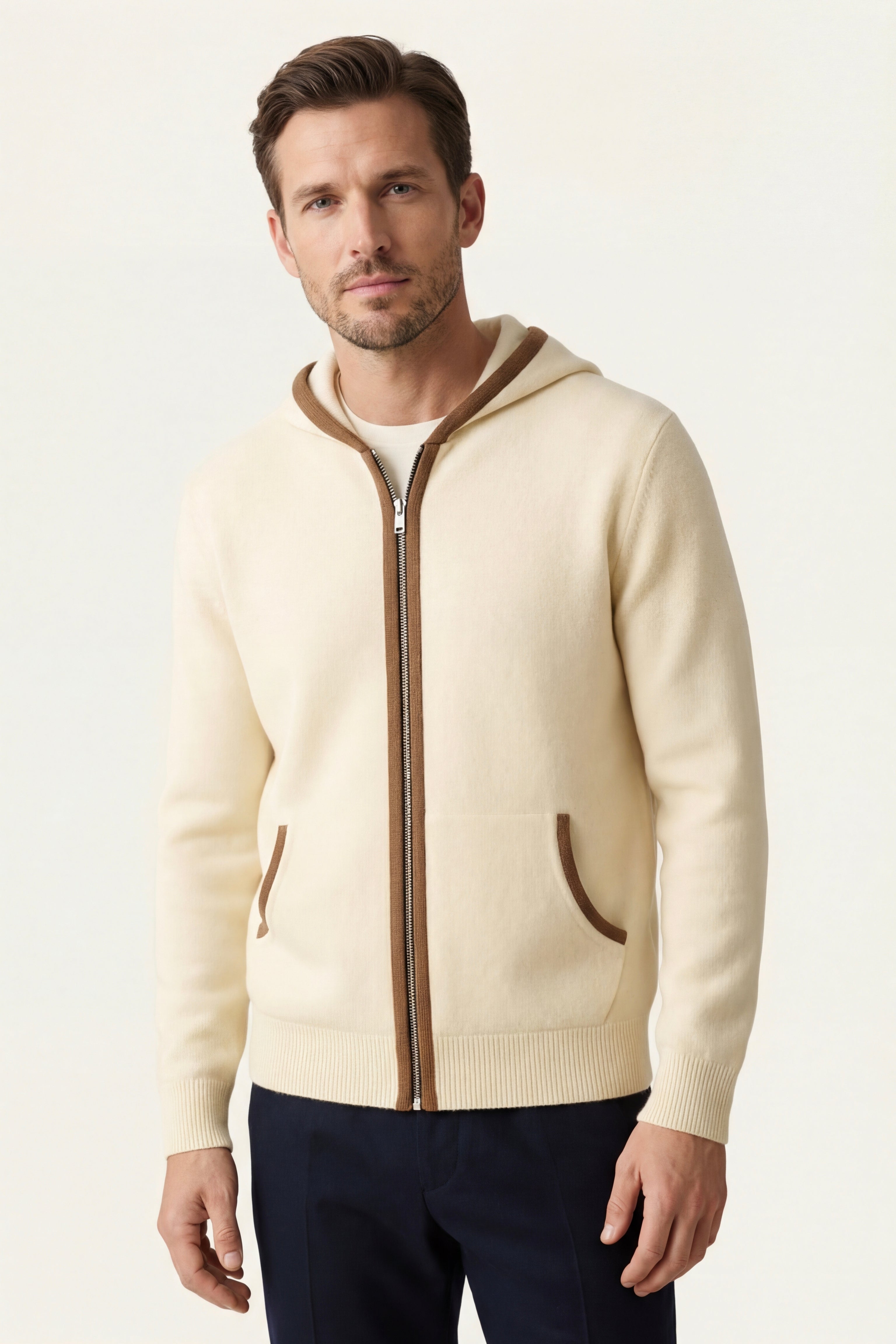 Cardigan con Cappuccio Sorano Color Crema