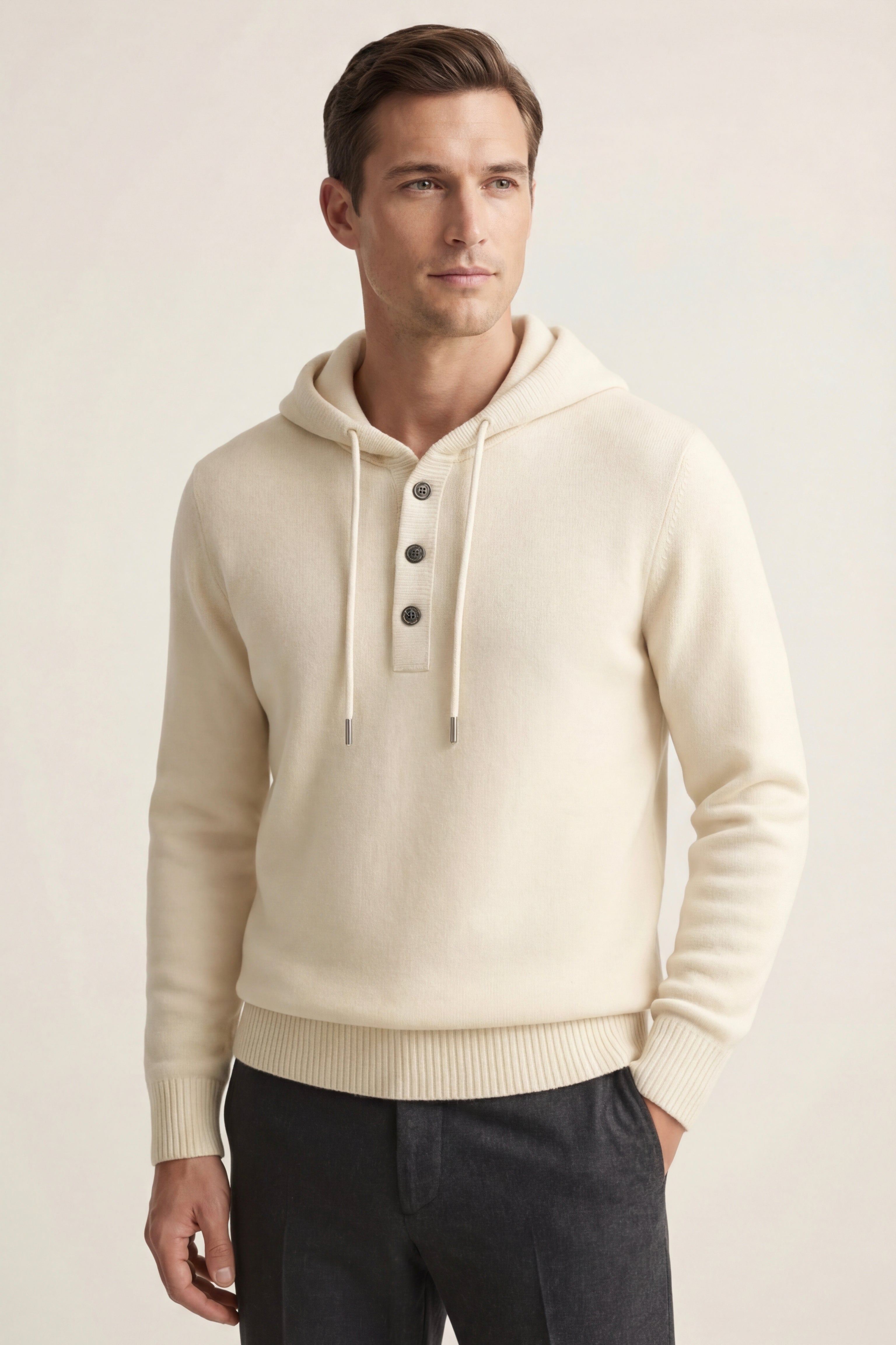 Taviano Maglia con Cappuccio Color Crema