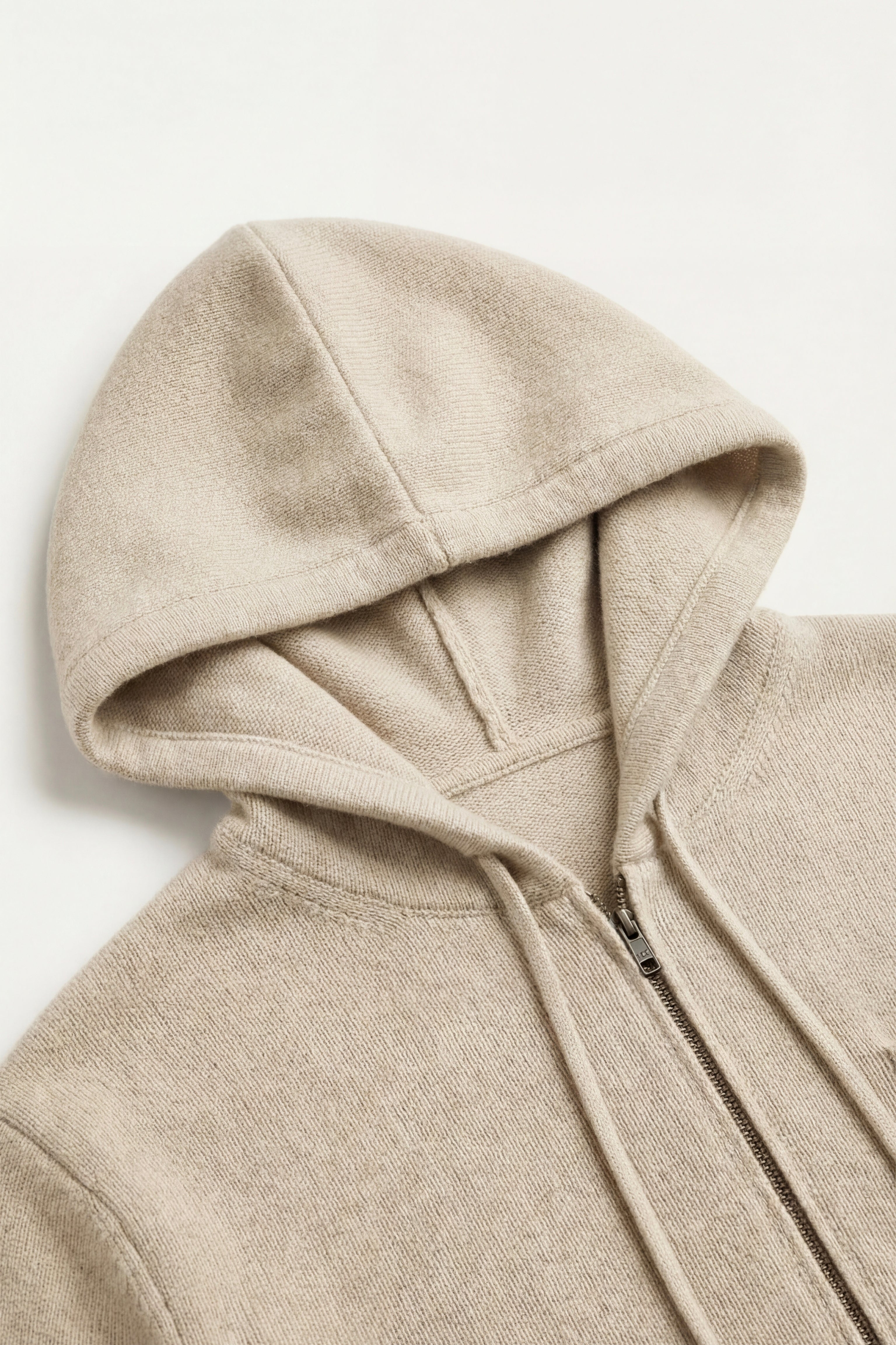Completo Elviro Cashmere con Cappuccio e Zip Crema