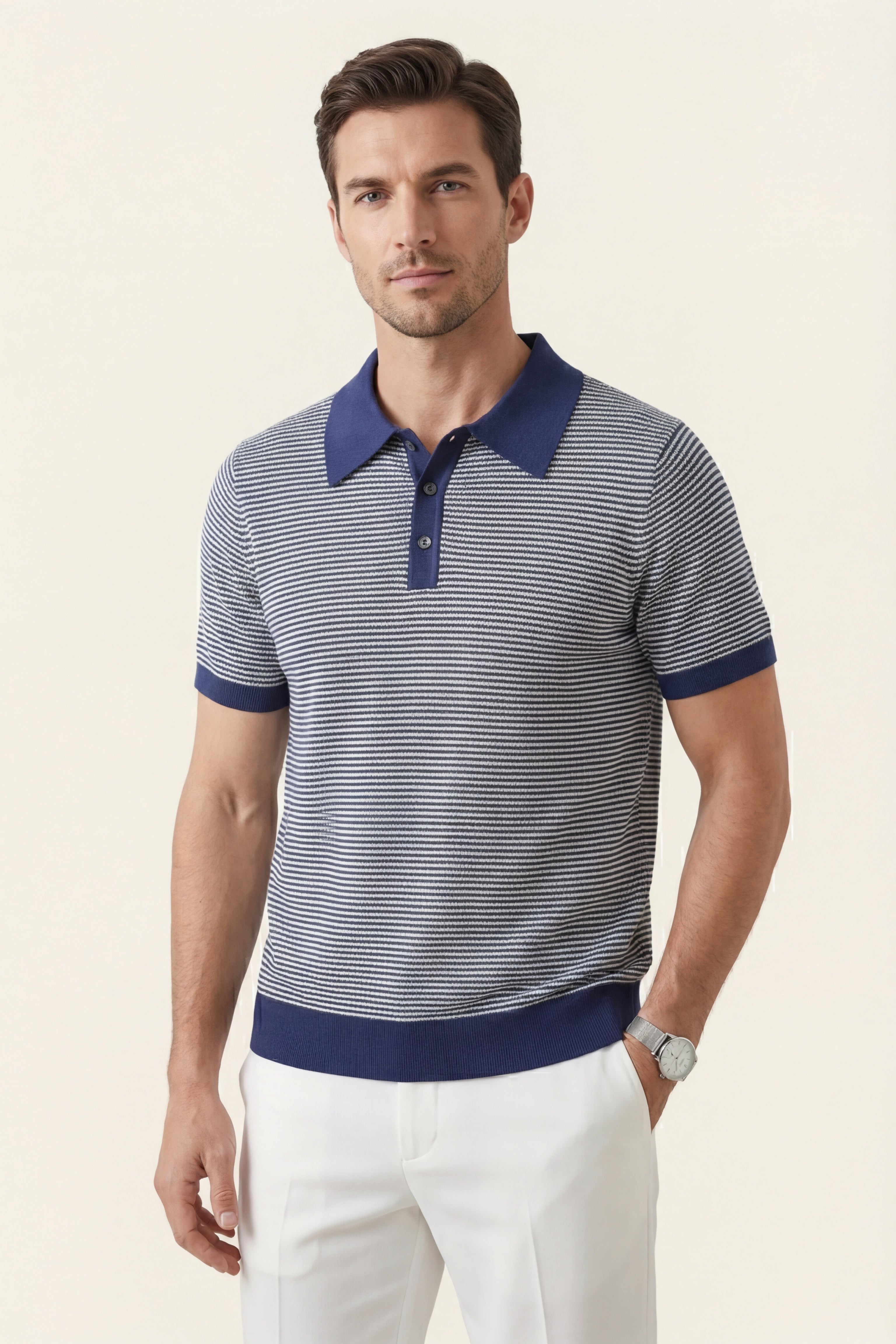 Polo in maglia a pannelli Ravino blu scuro