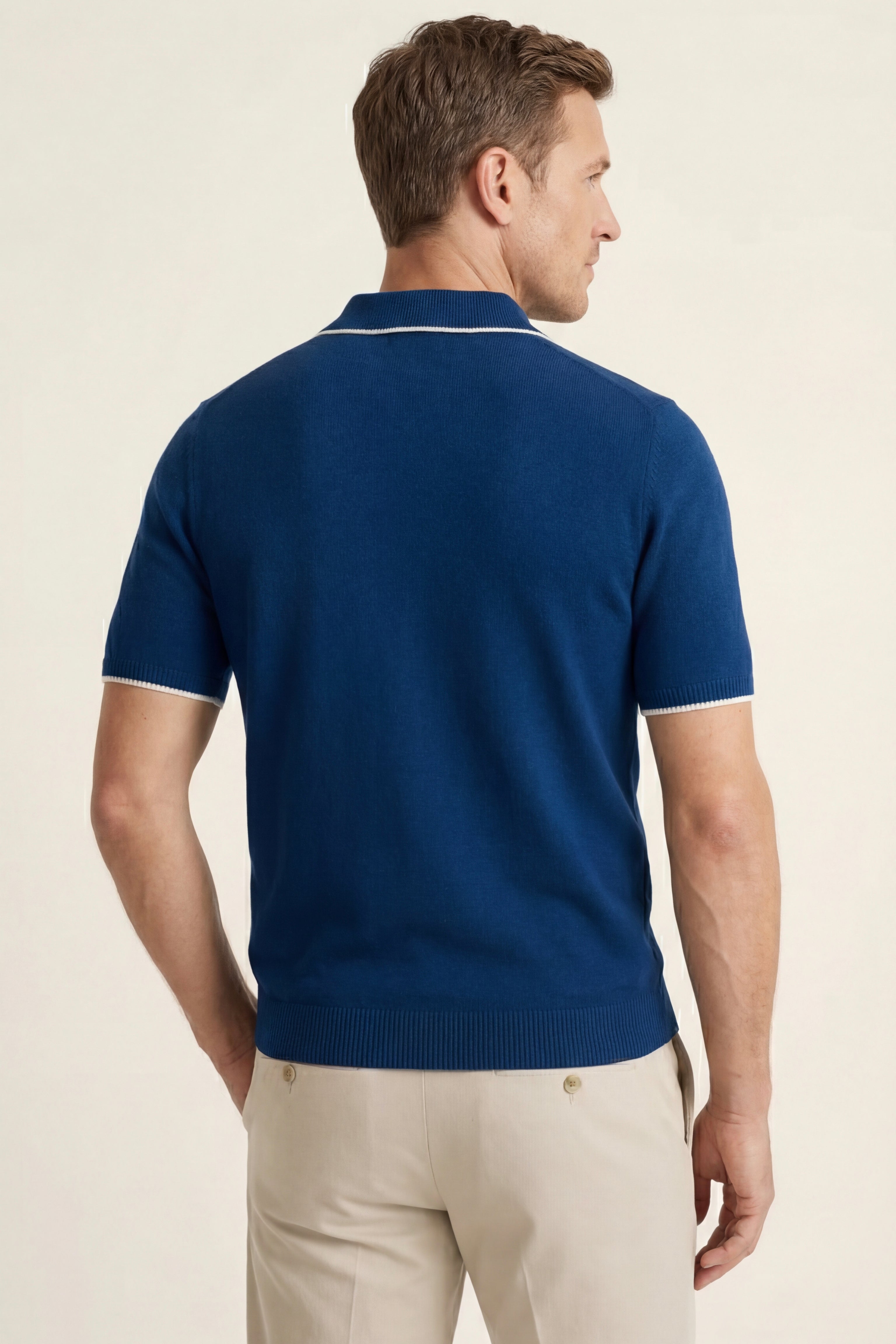 Polo Morino in Maglia Merino Blu Scuro