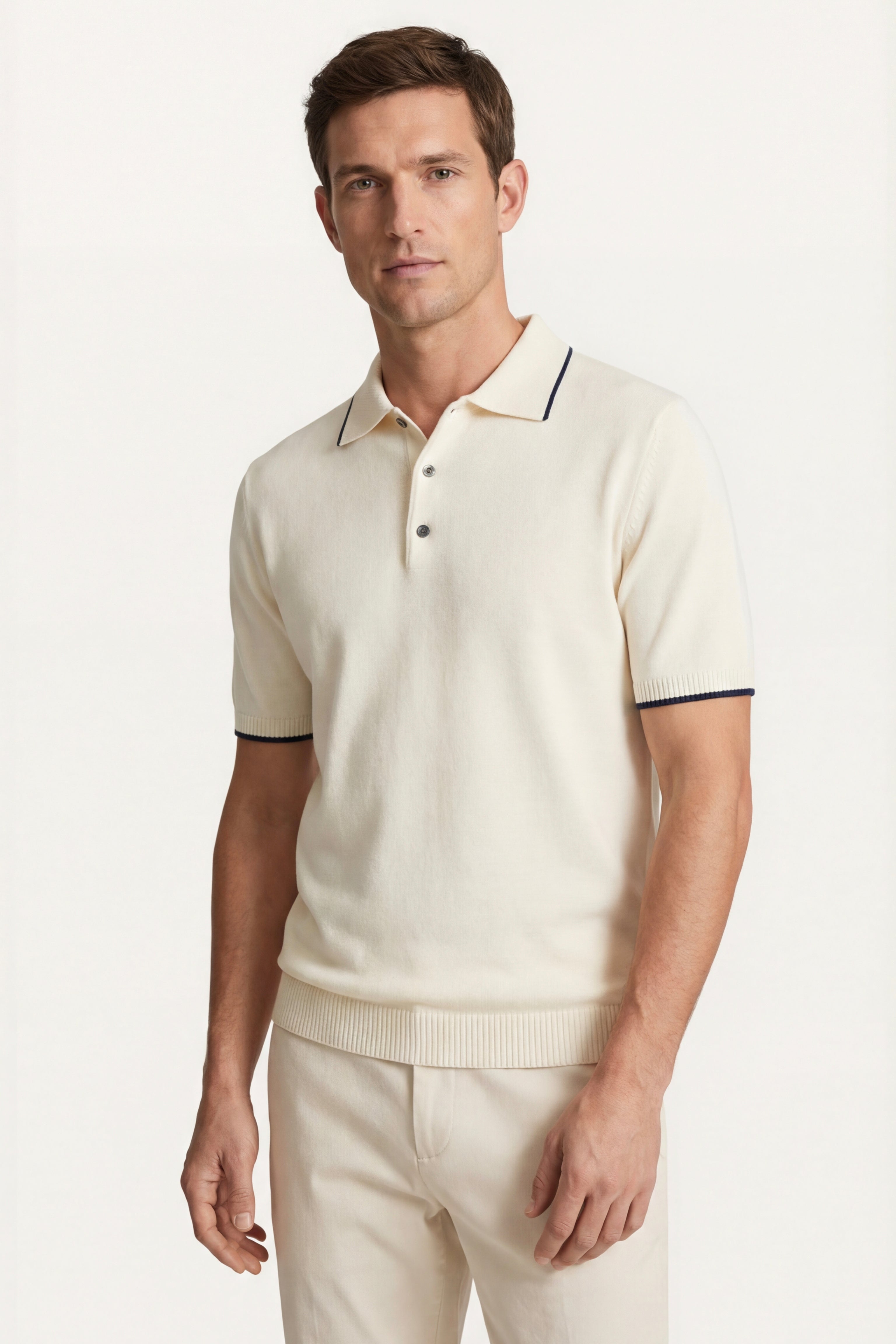 Polo Morino in Maglia Merino Bianca