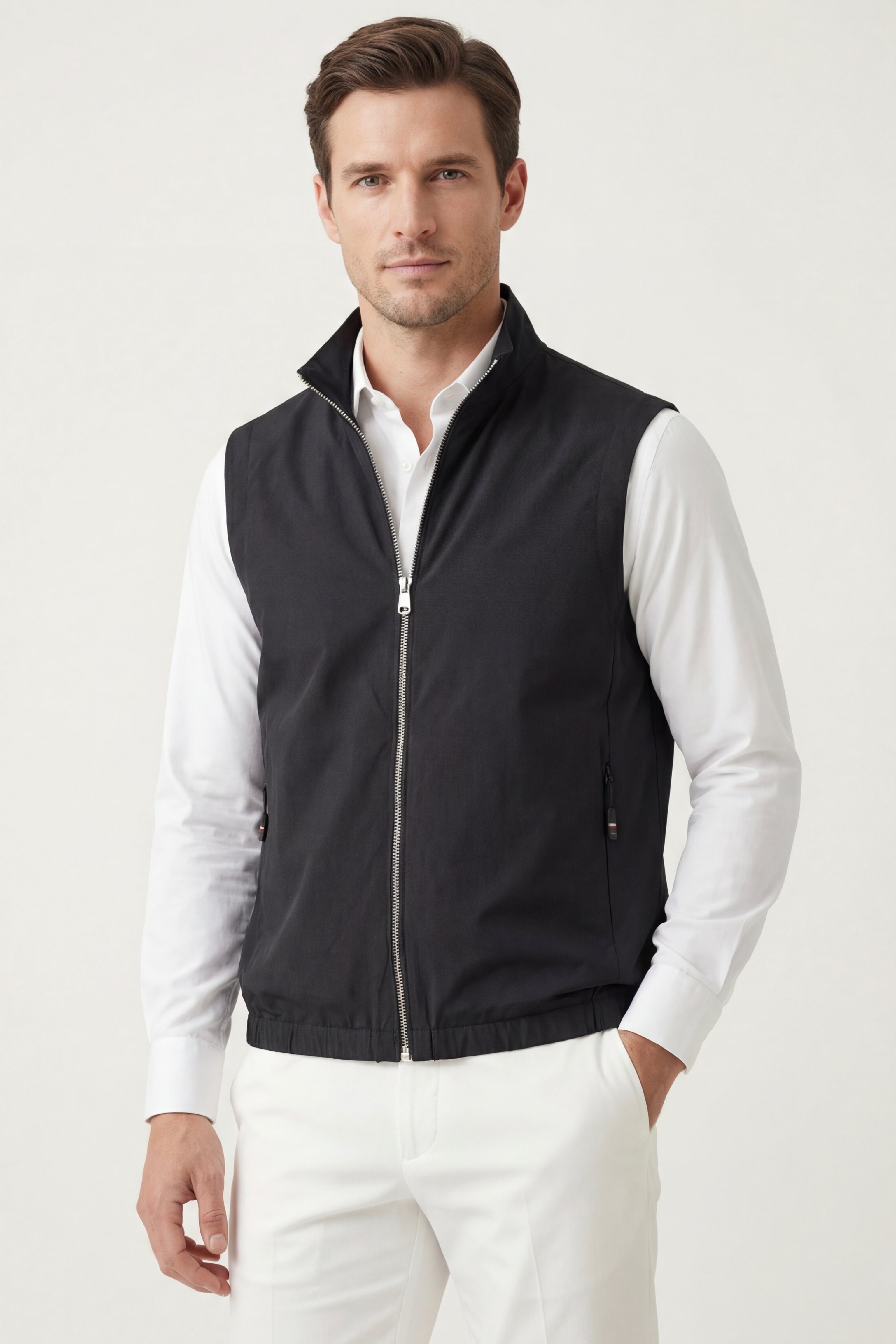 Valeno Stand-Collar Zip Vest Black
