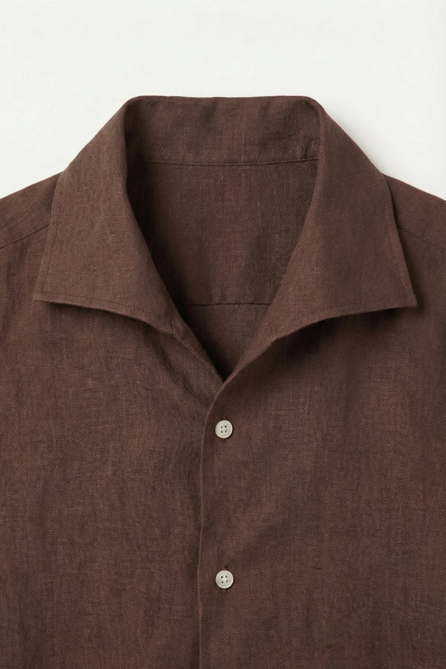 Camicia di Lino Silano Marrone Scuro