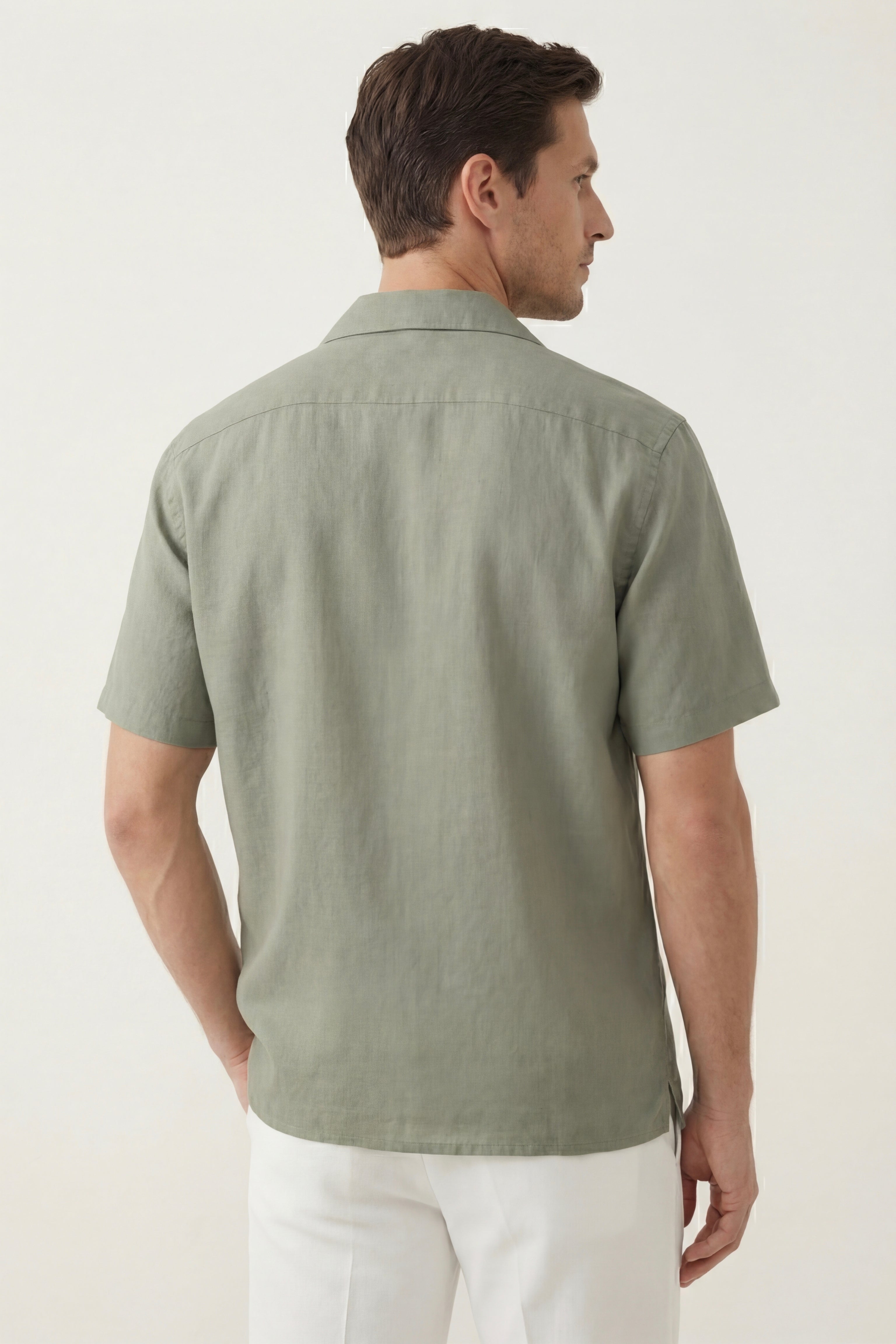 Camicia Ancona in Lino e Cotone Salvia