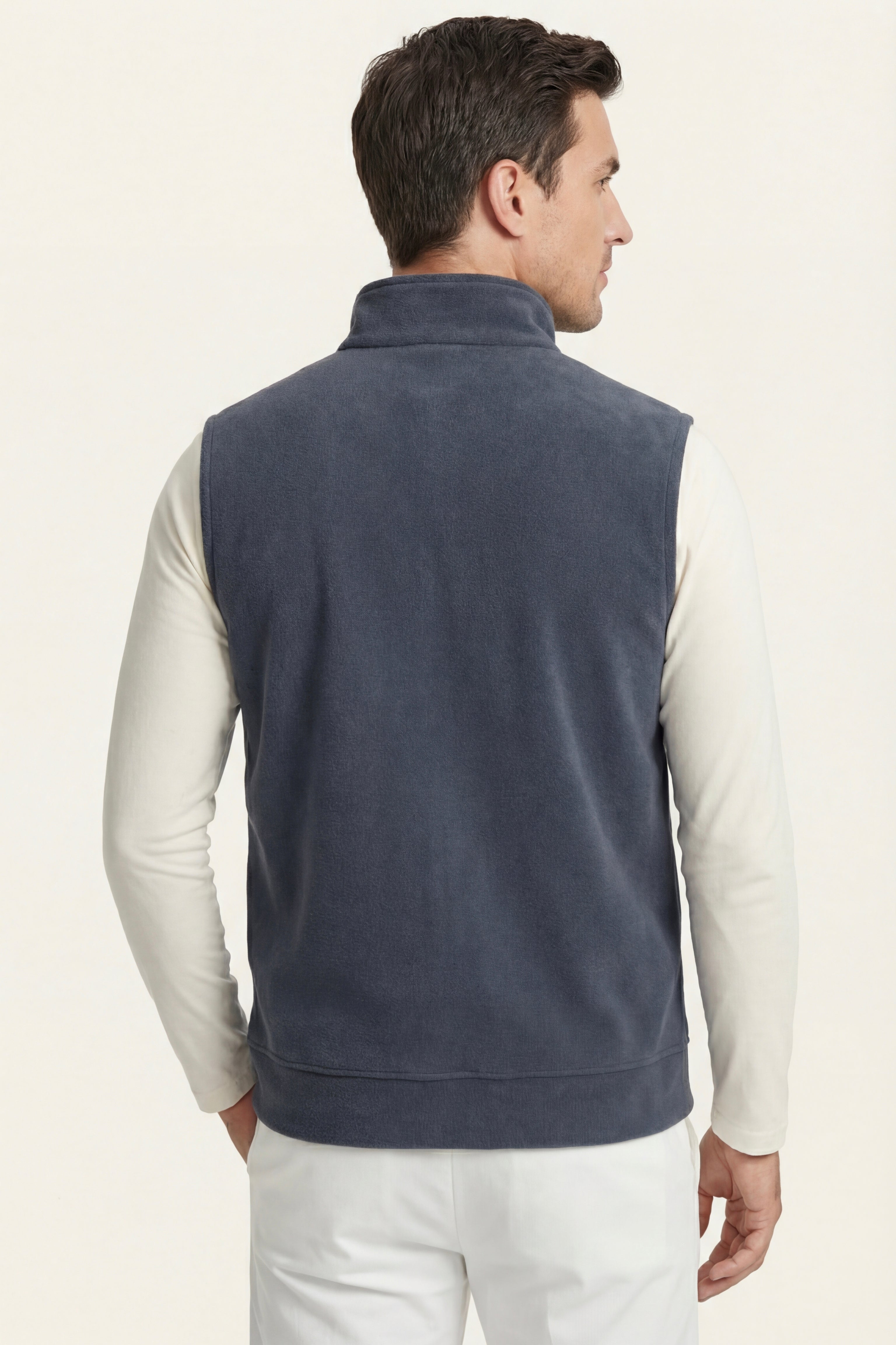 Gilet Bormio in pile con zip Blu Grigio