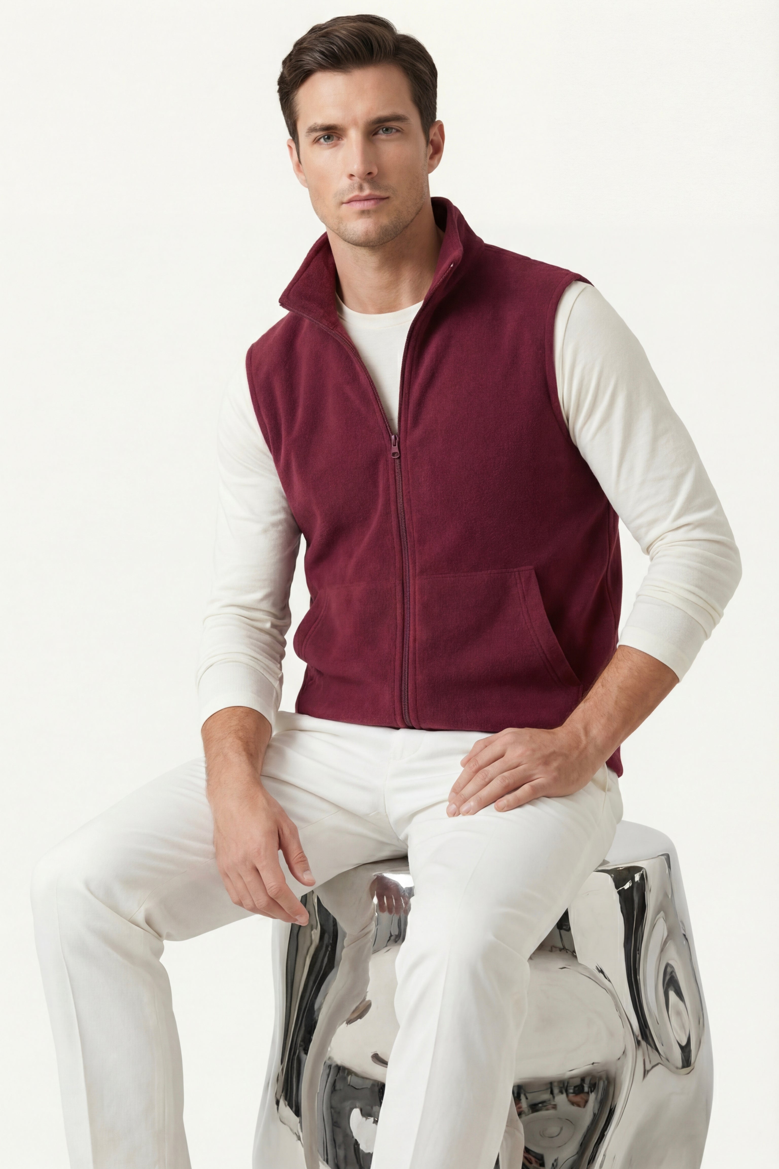 Gilet in pile Bormio bordeaux