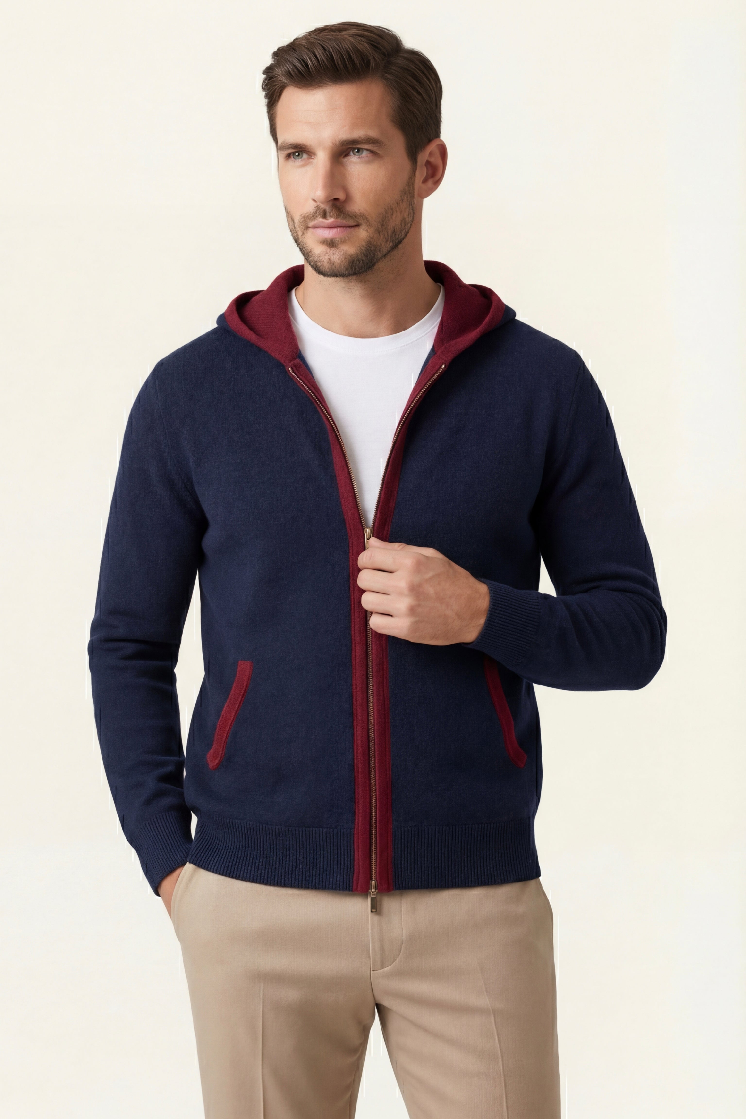 Sorano Cardigan con Cappuccio Navy