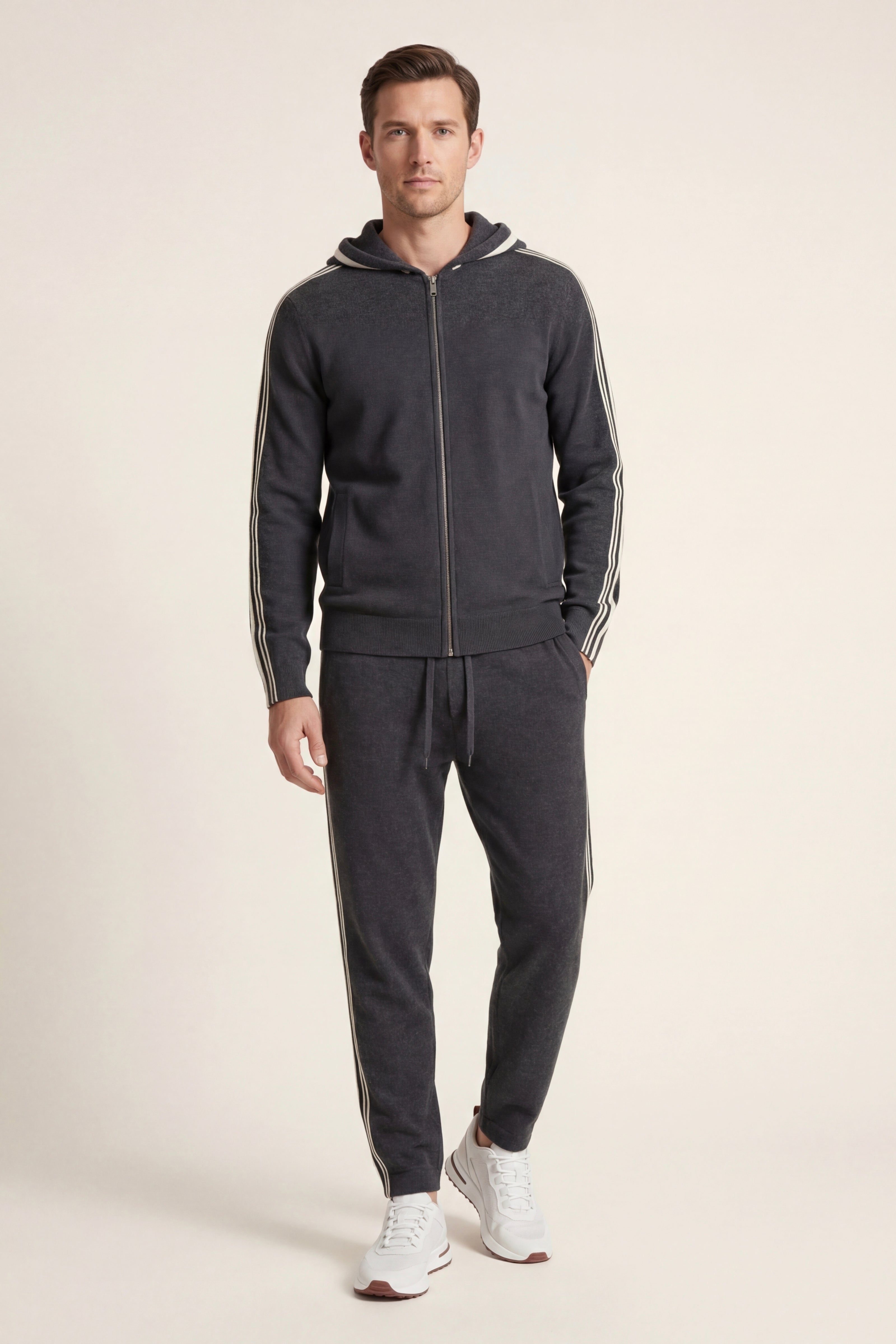 Giancarlo Hooded Zip Set Dark Grey