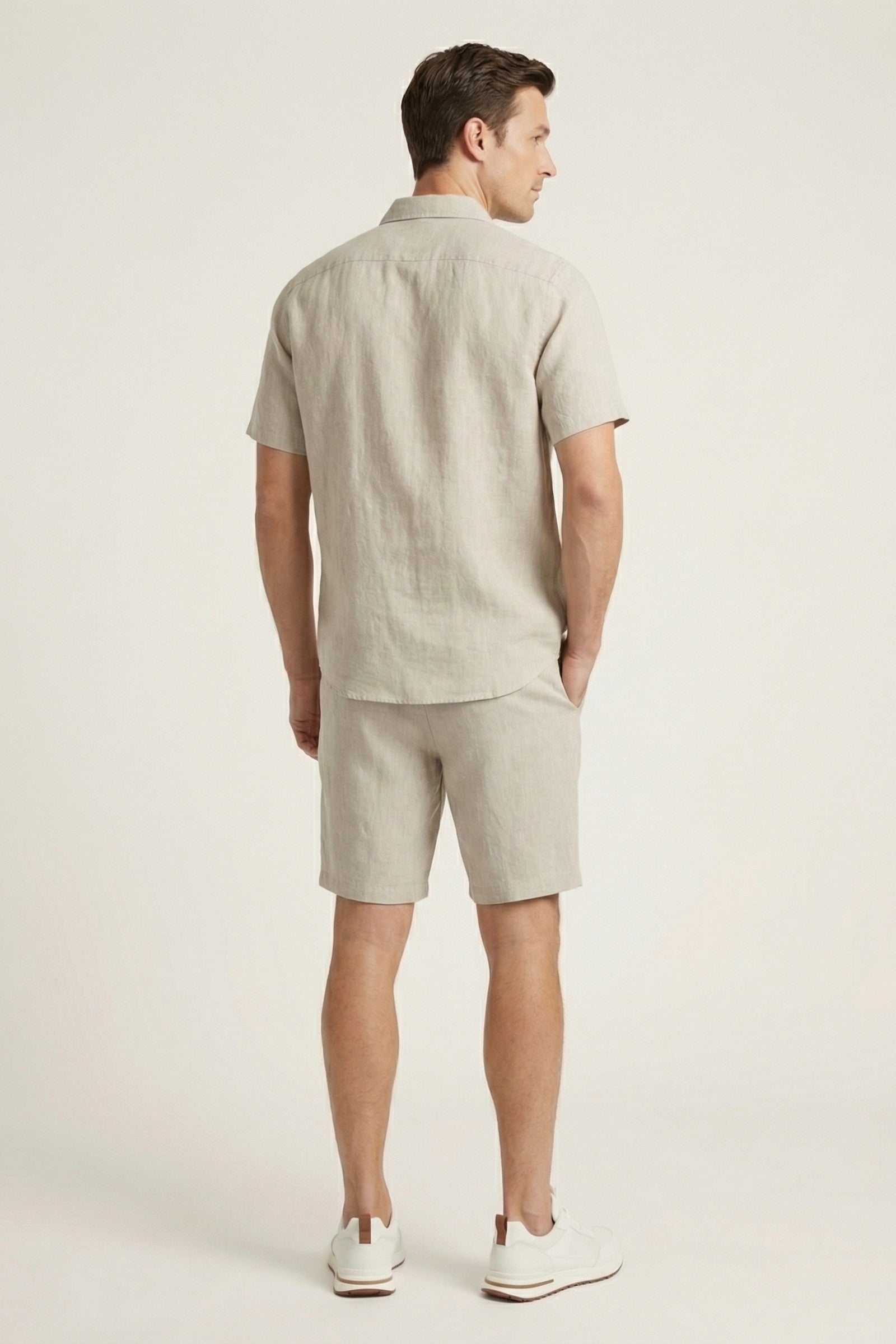 Camicia e Pantaloncini in Lino Verona Beige