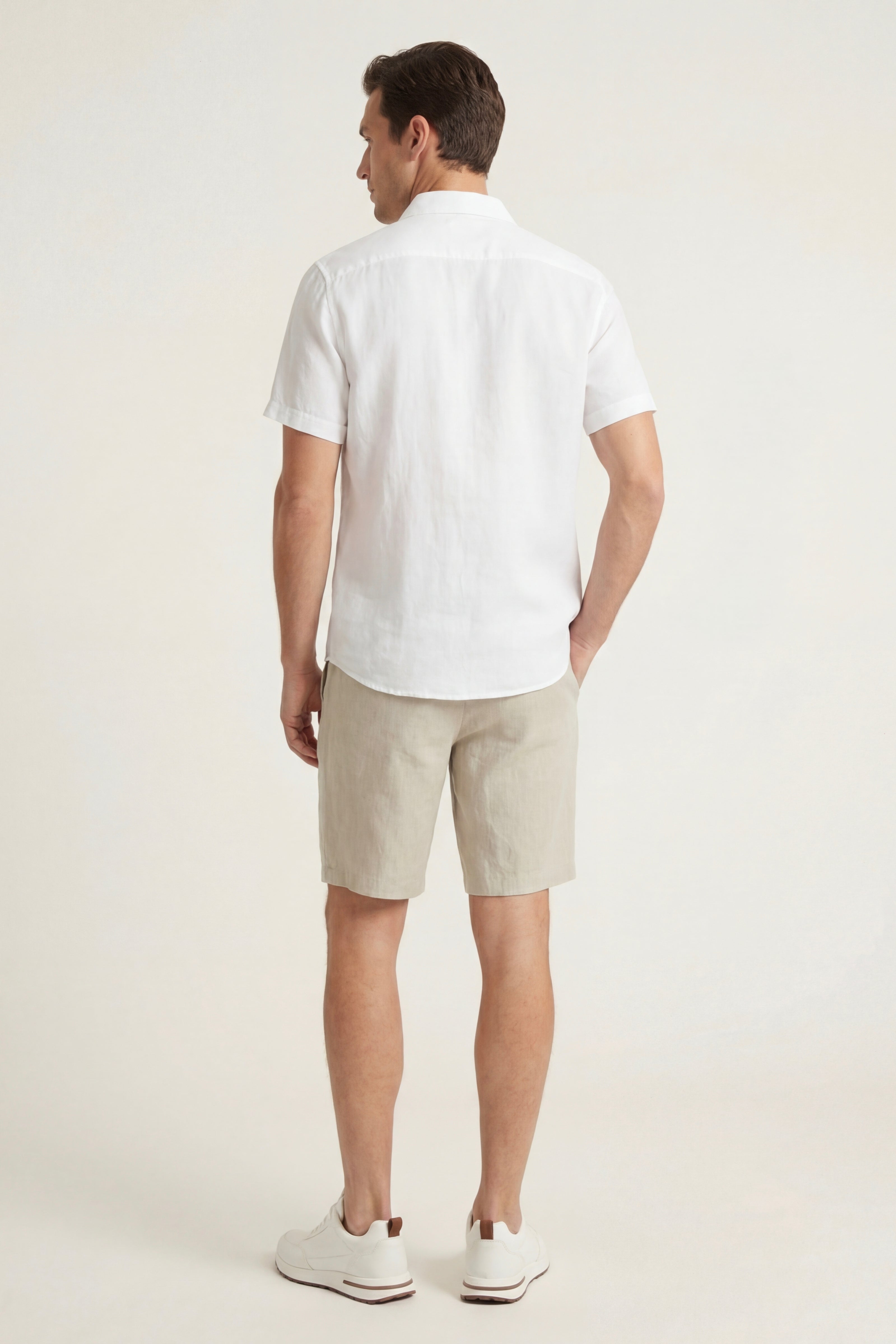 Camicia e Pantaloncini in Lino Verona Bianco/Beige