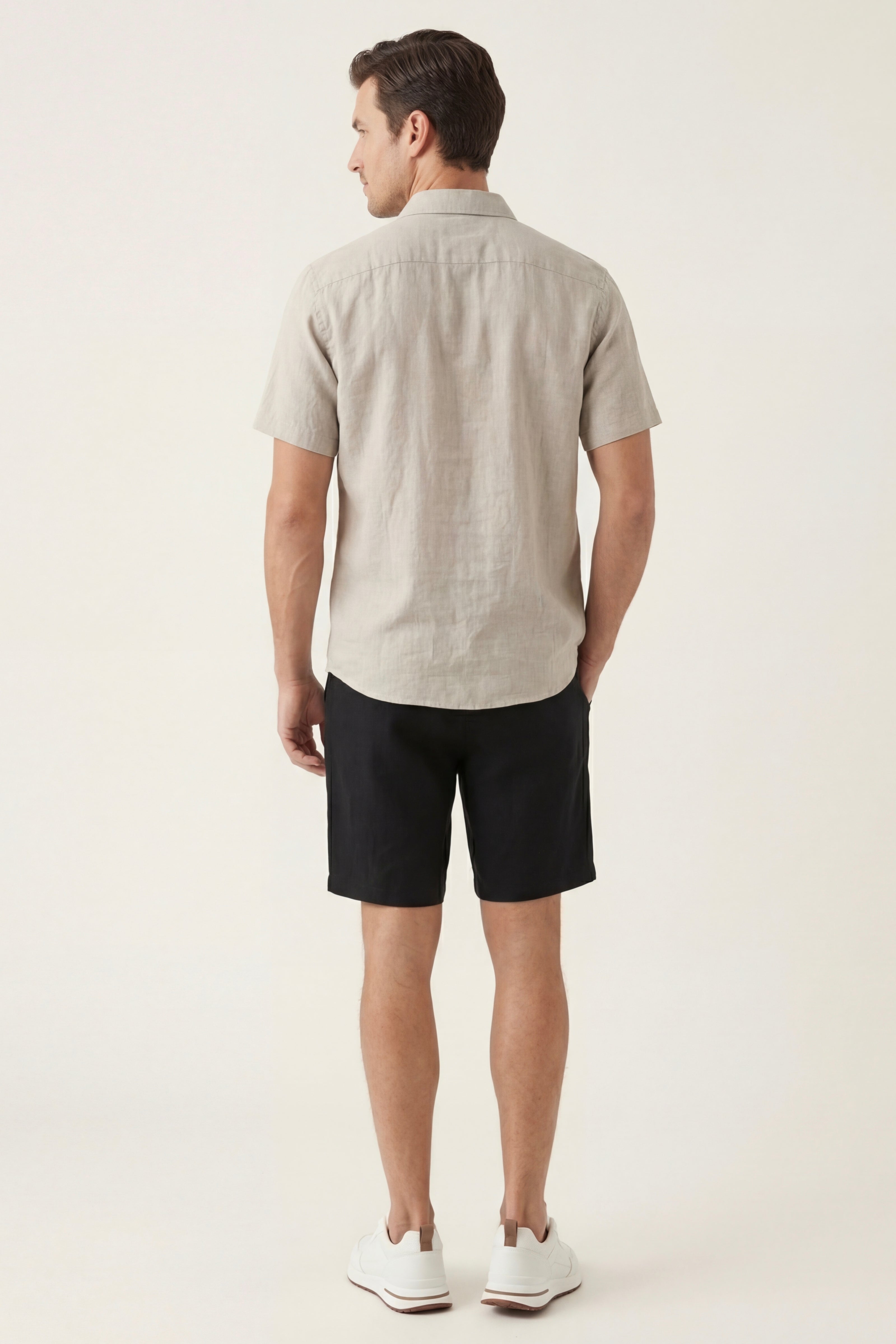 Camicia e Pantaloncini in Lino Verona Beige/Nero