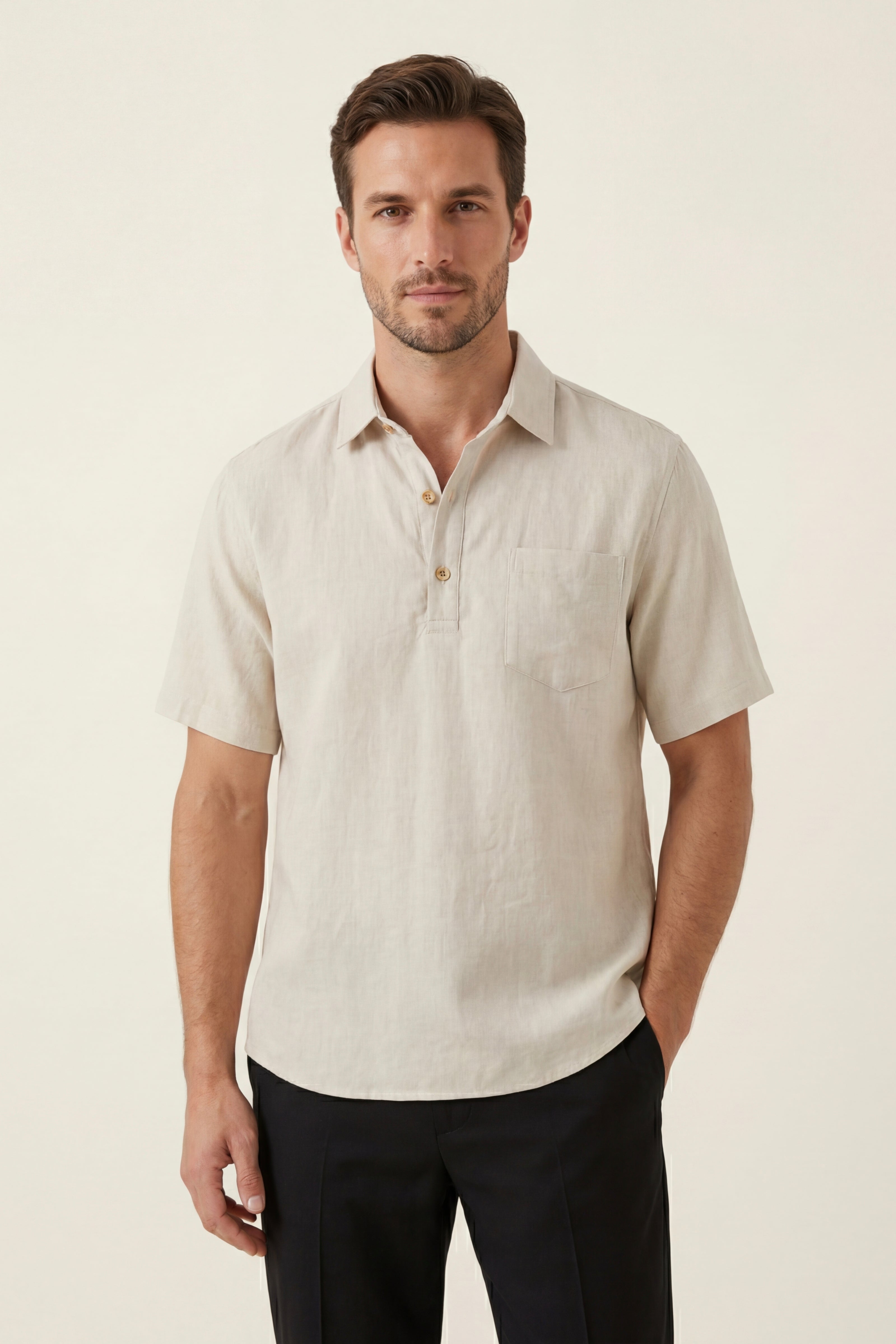 Polo in lino Monza beige