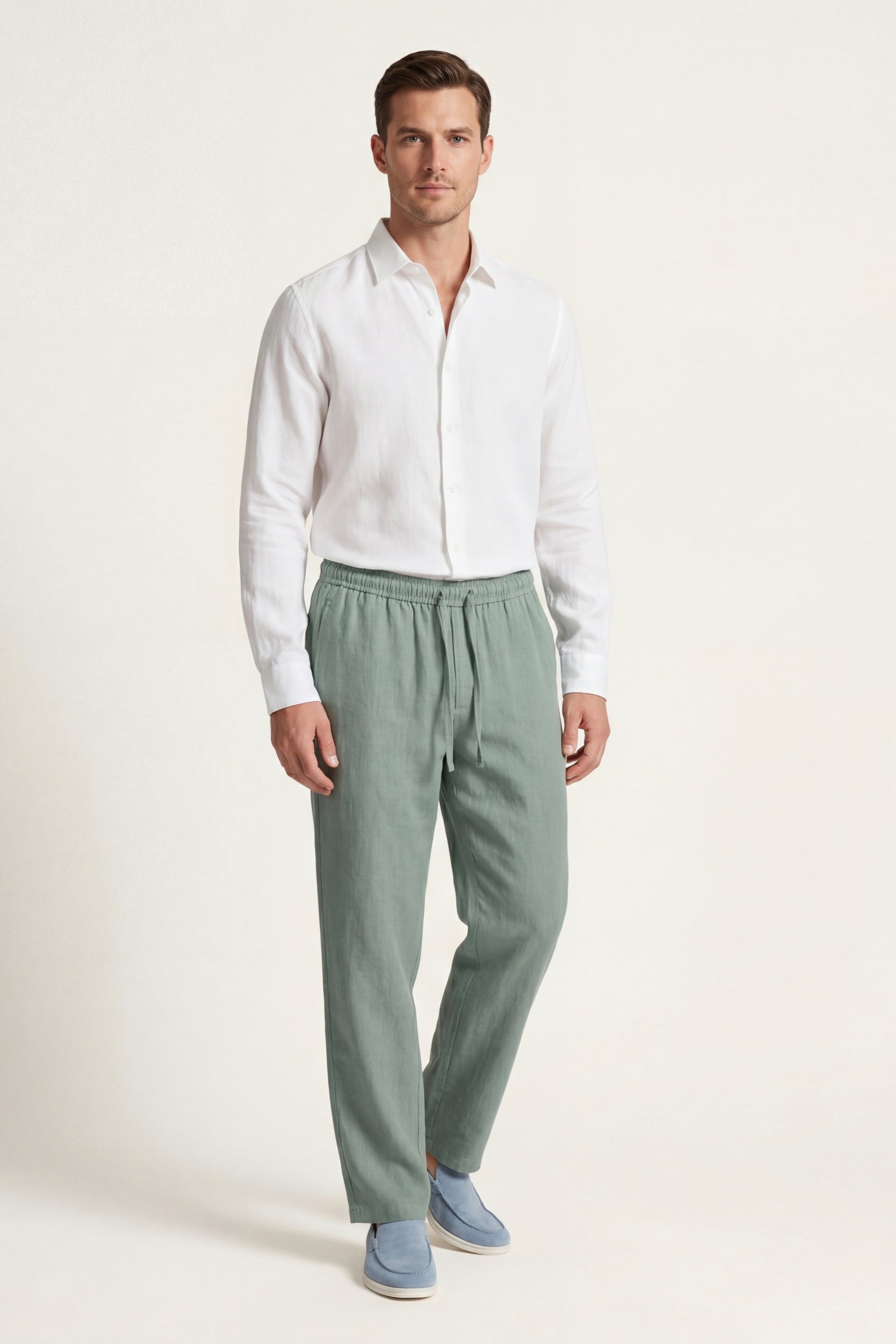 Catania Linen Pantalon Green
