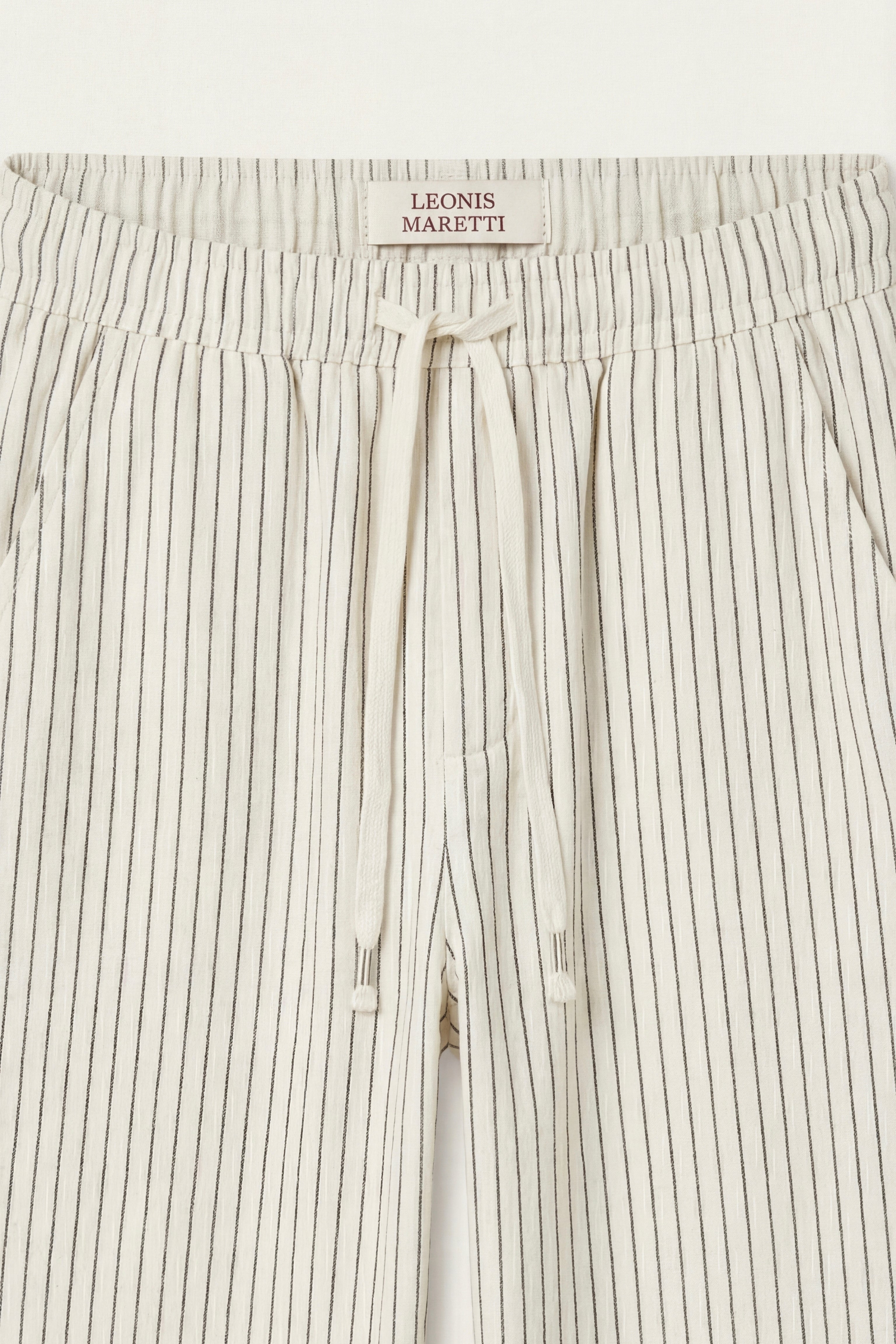 Pantaloni Siena in Lino a Righe Beige
