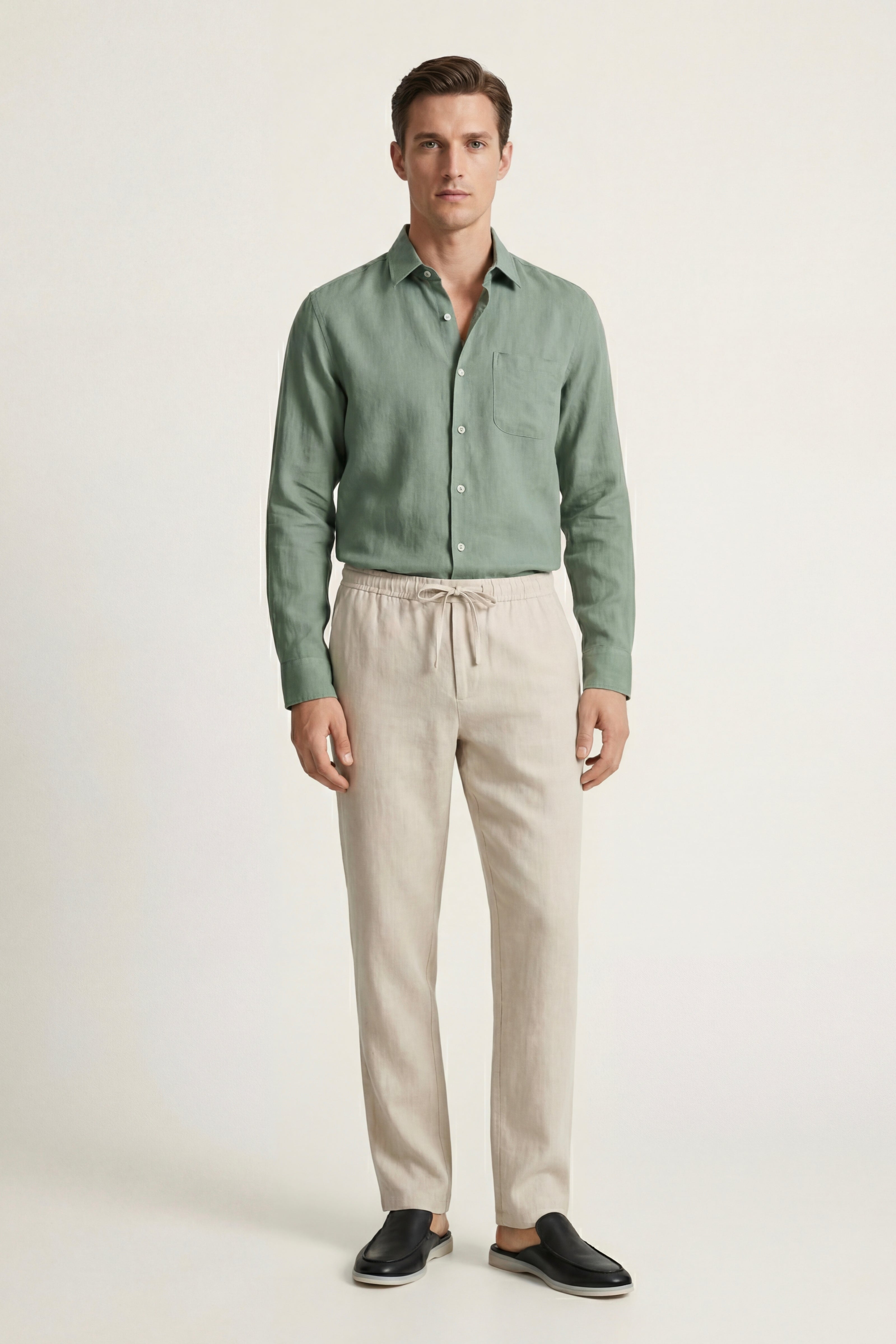 Completo Lenzuola Pisa Manica Lunga Verde/Beige