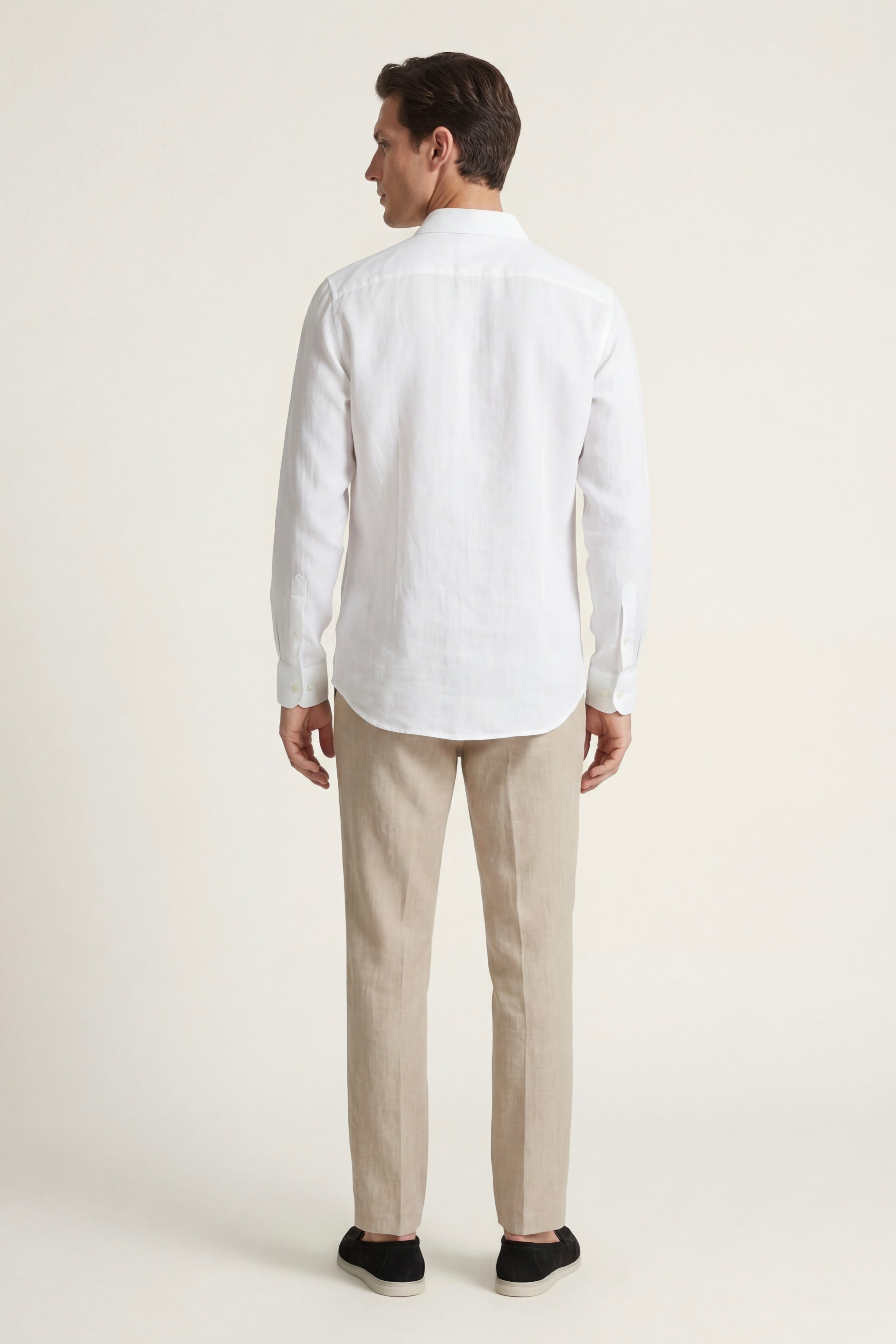 Pisa Linen Set Manica Lunga Bianco/Beige