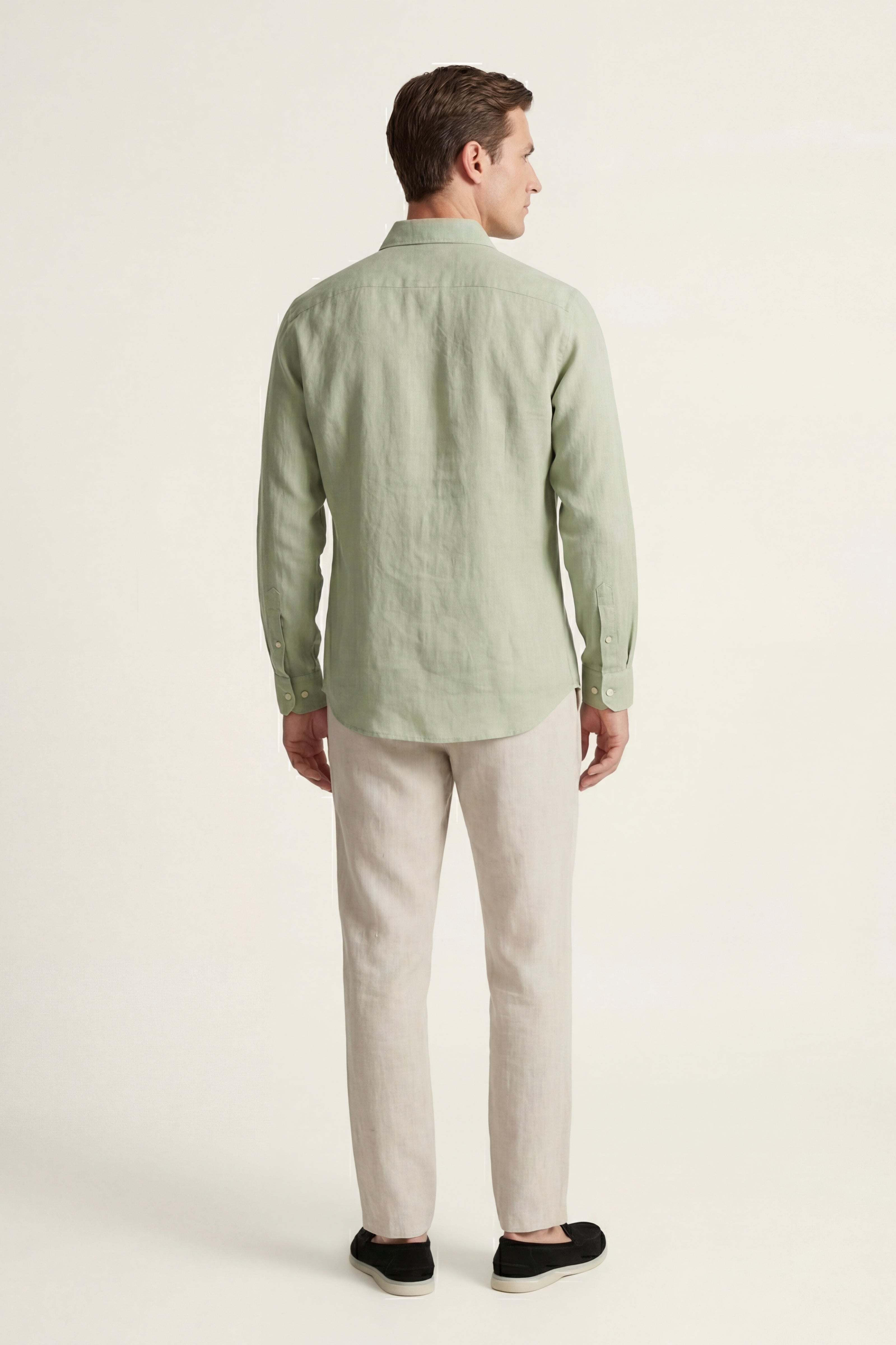 Pisa Completo Lino Manica Lunga Menta/Beige