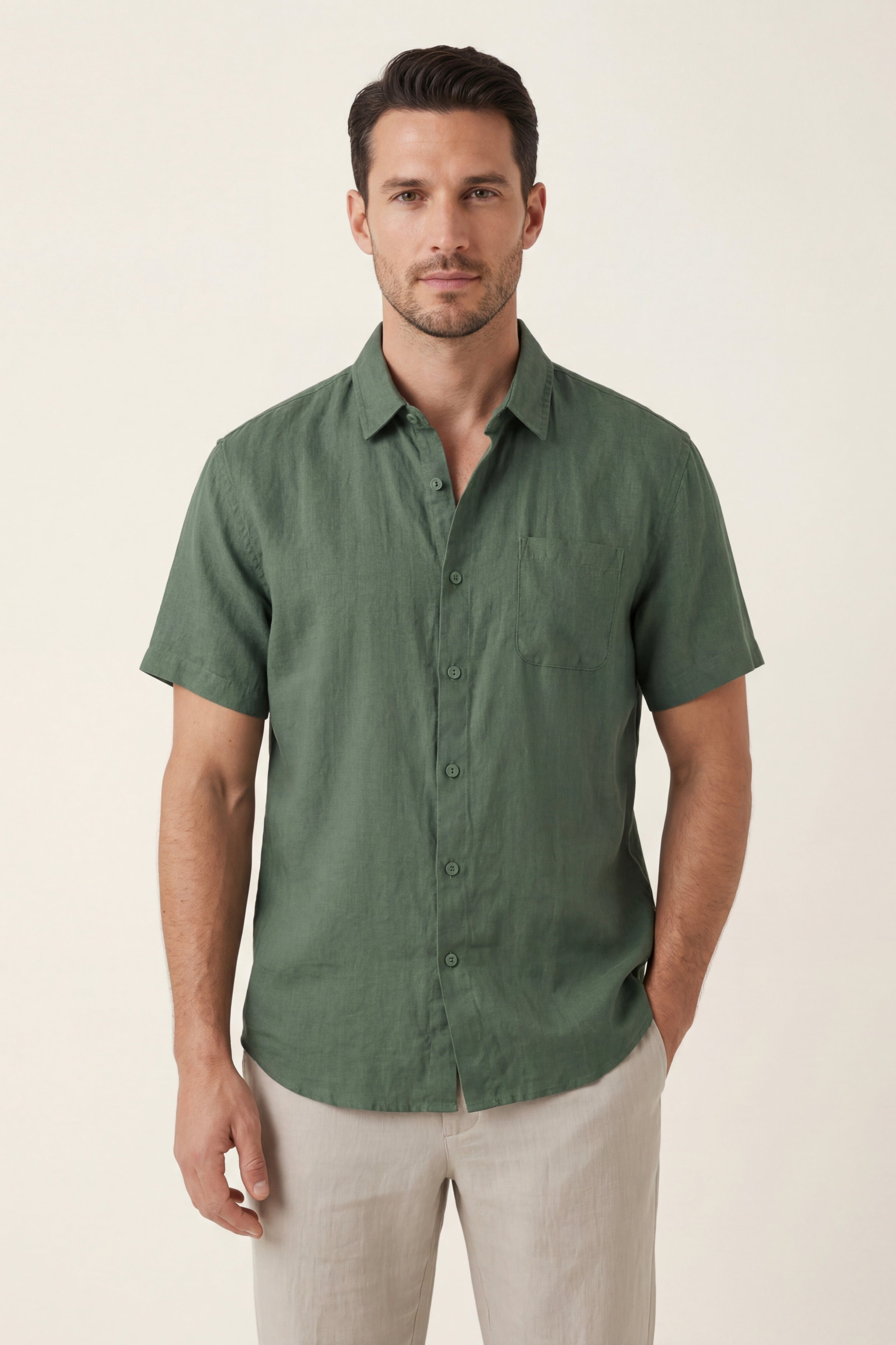 Lino Vicenza Manica Corta Verde