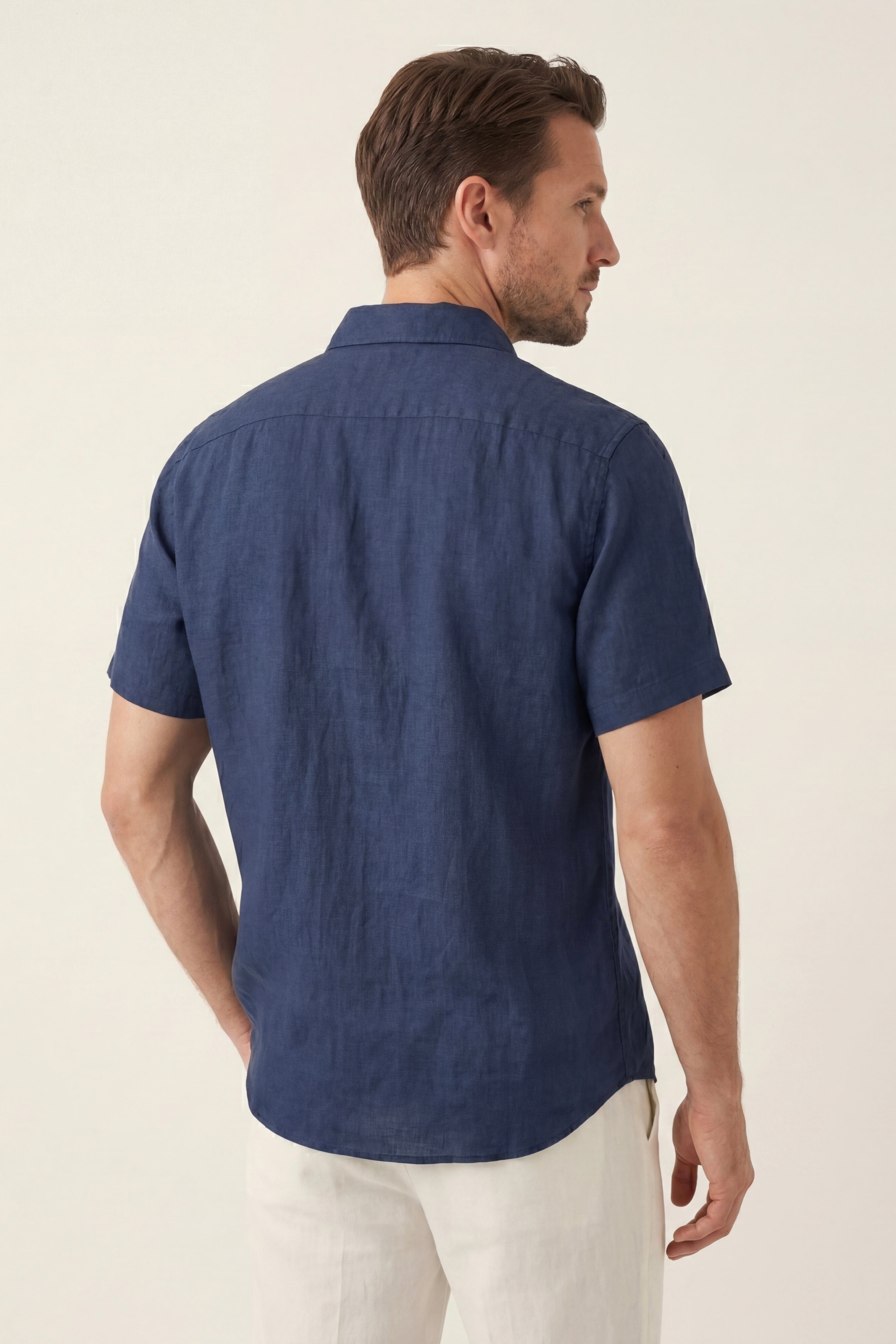 Camicia in Lino a Maniche Corte Vicenza Blu