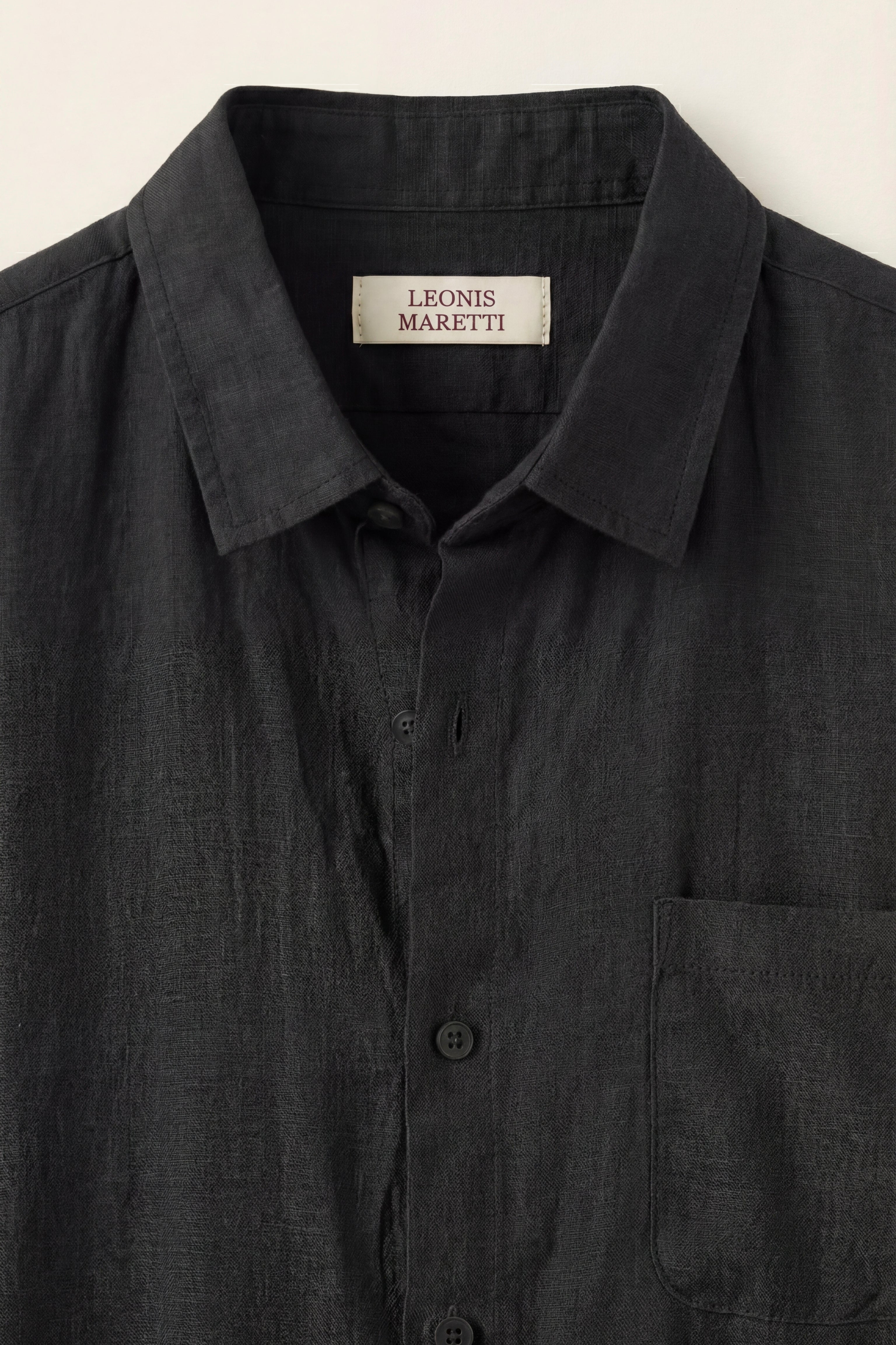 Camicia in Lino a Maniche Corte Vicenza Nera