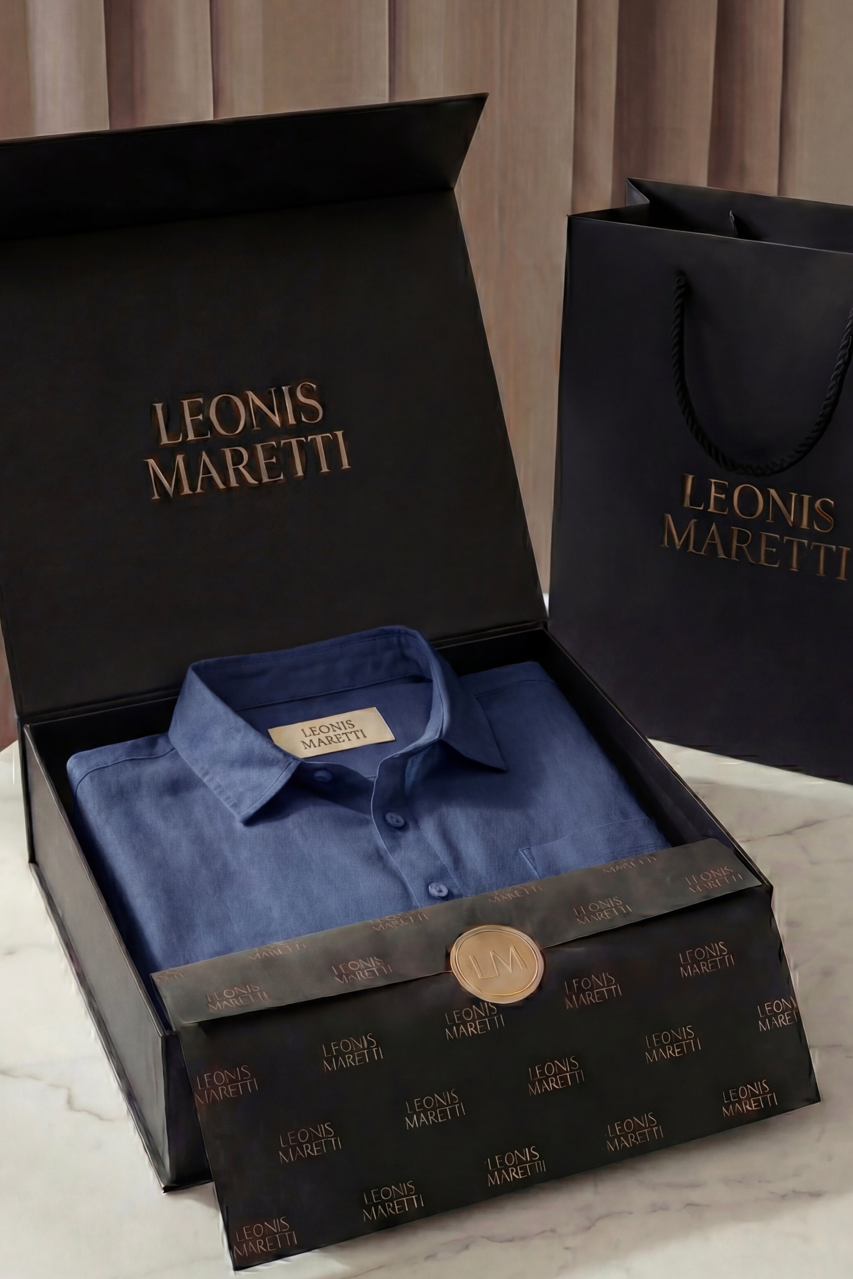 Camicia in Lino a Maniche Corte Vicenza Blu