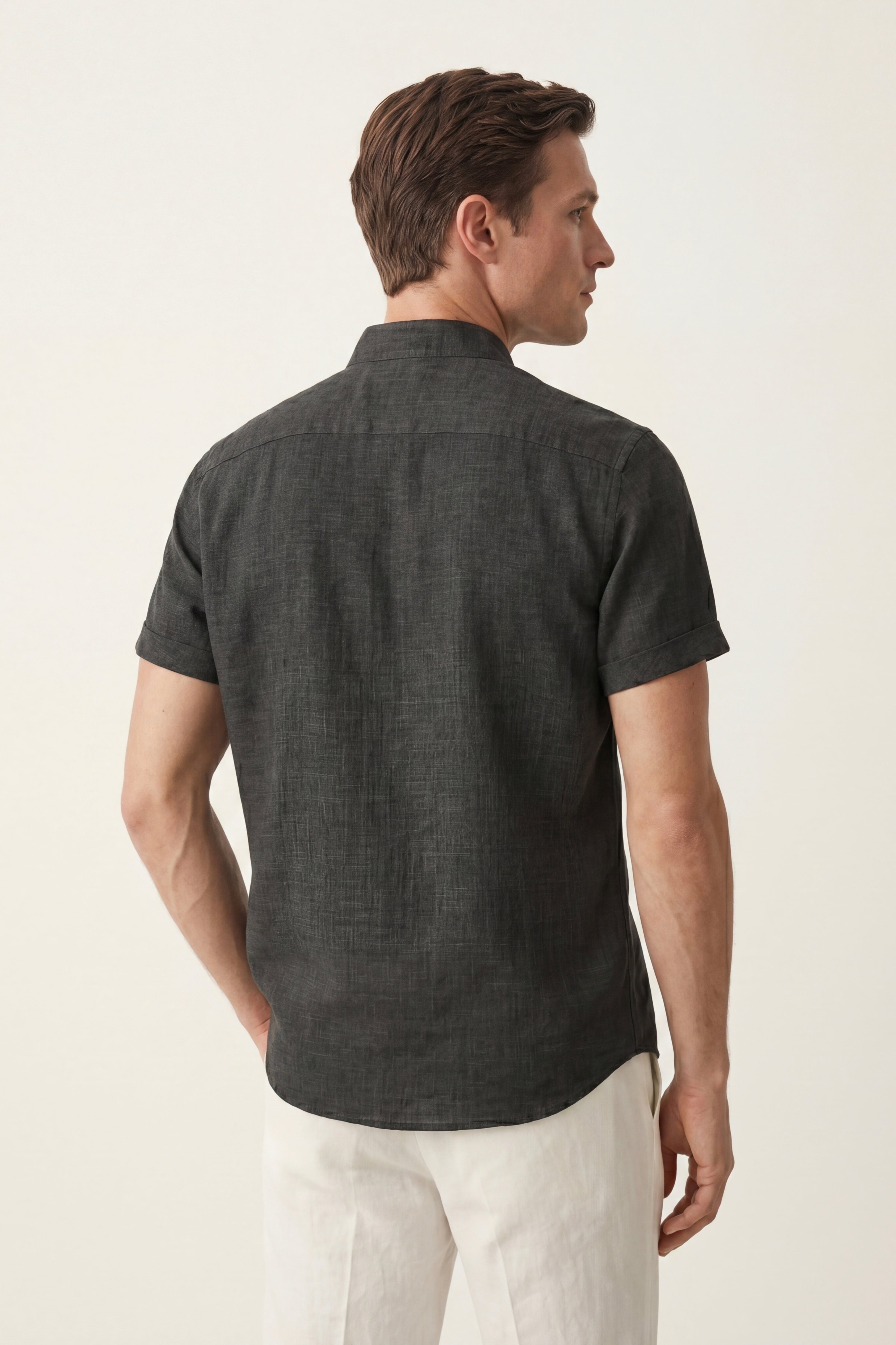 Treviso Lino Manica Corta Nero