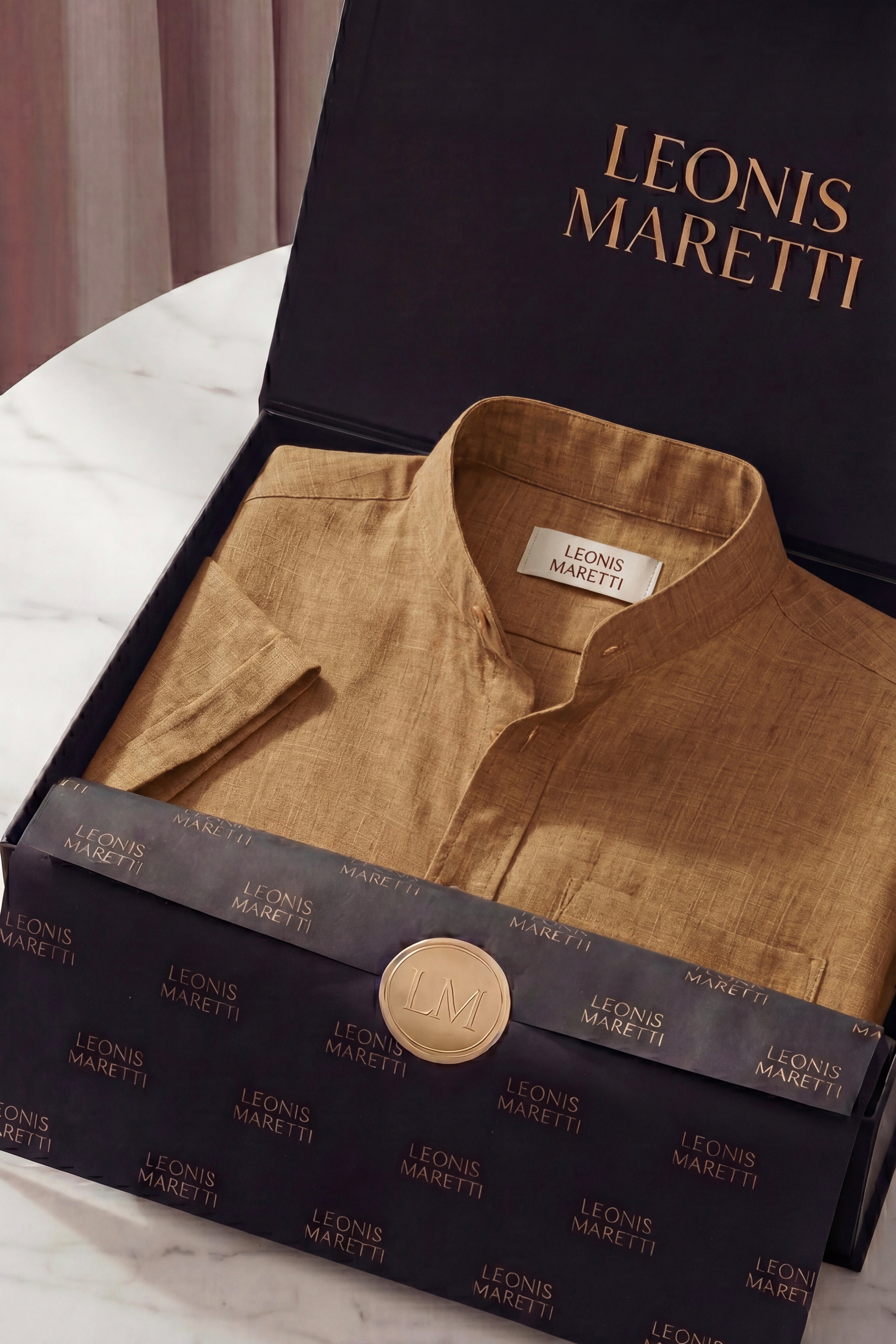 Camicia a maniche corte Treviso in lino giallo