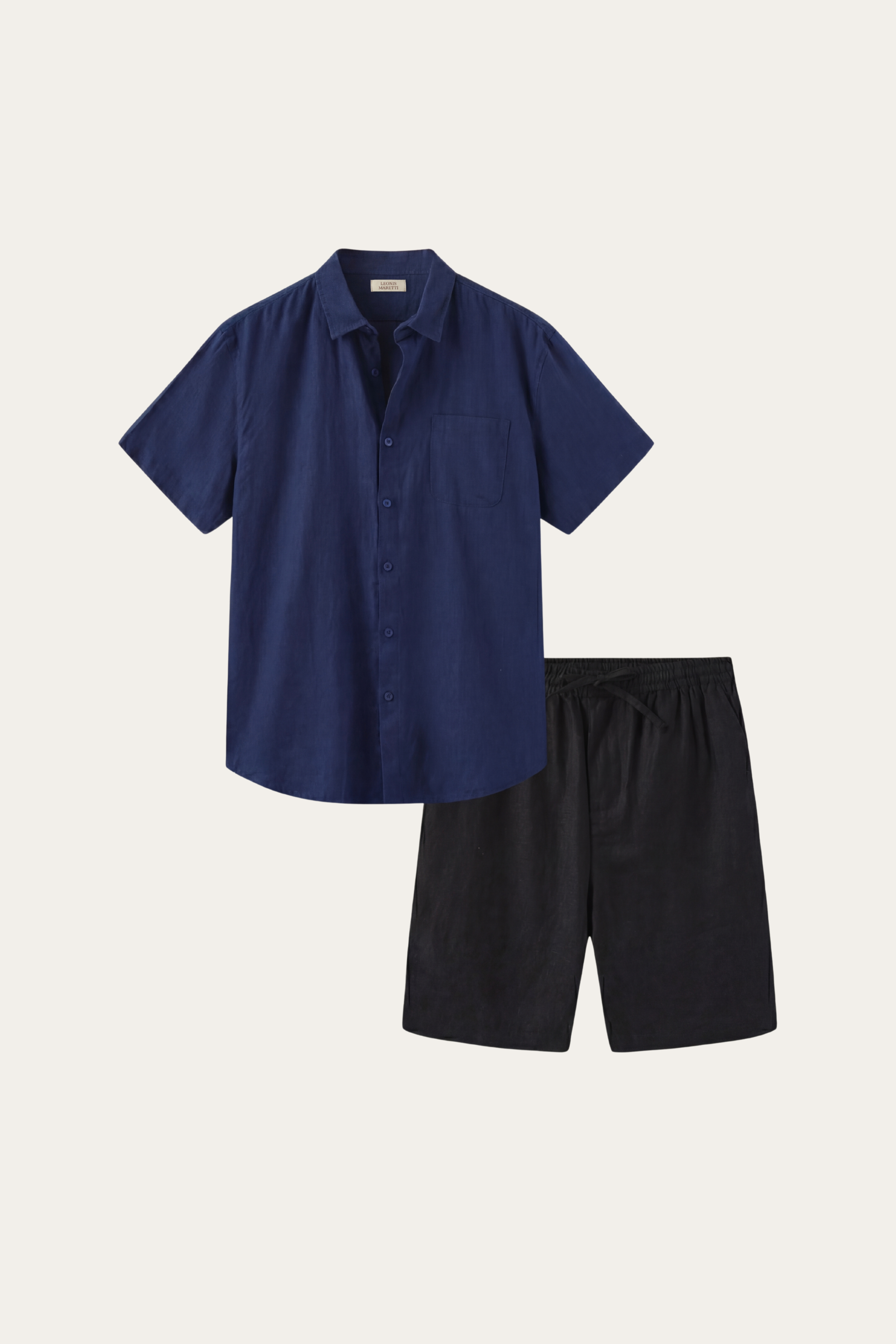 Camicia e pantaloncini in lino Verona Blu Navy/Nero