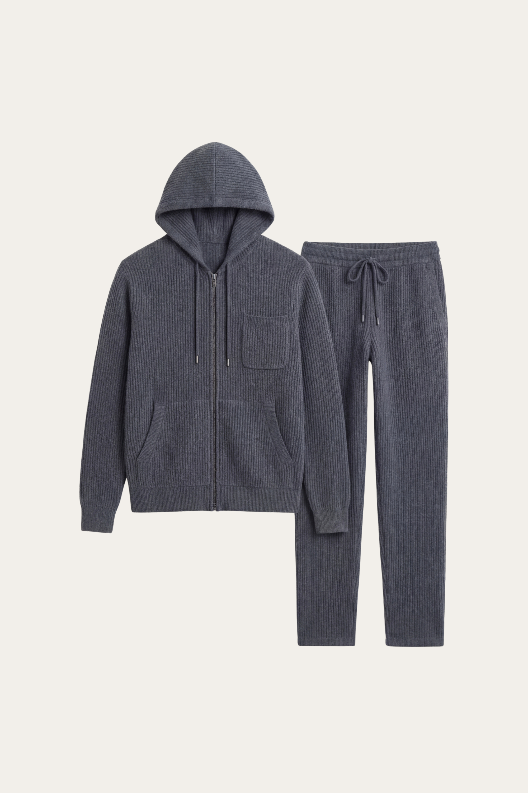 Elviro Cashmere Hooded Zip Set Blue