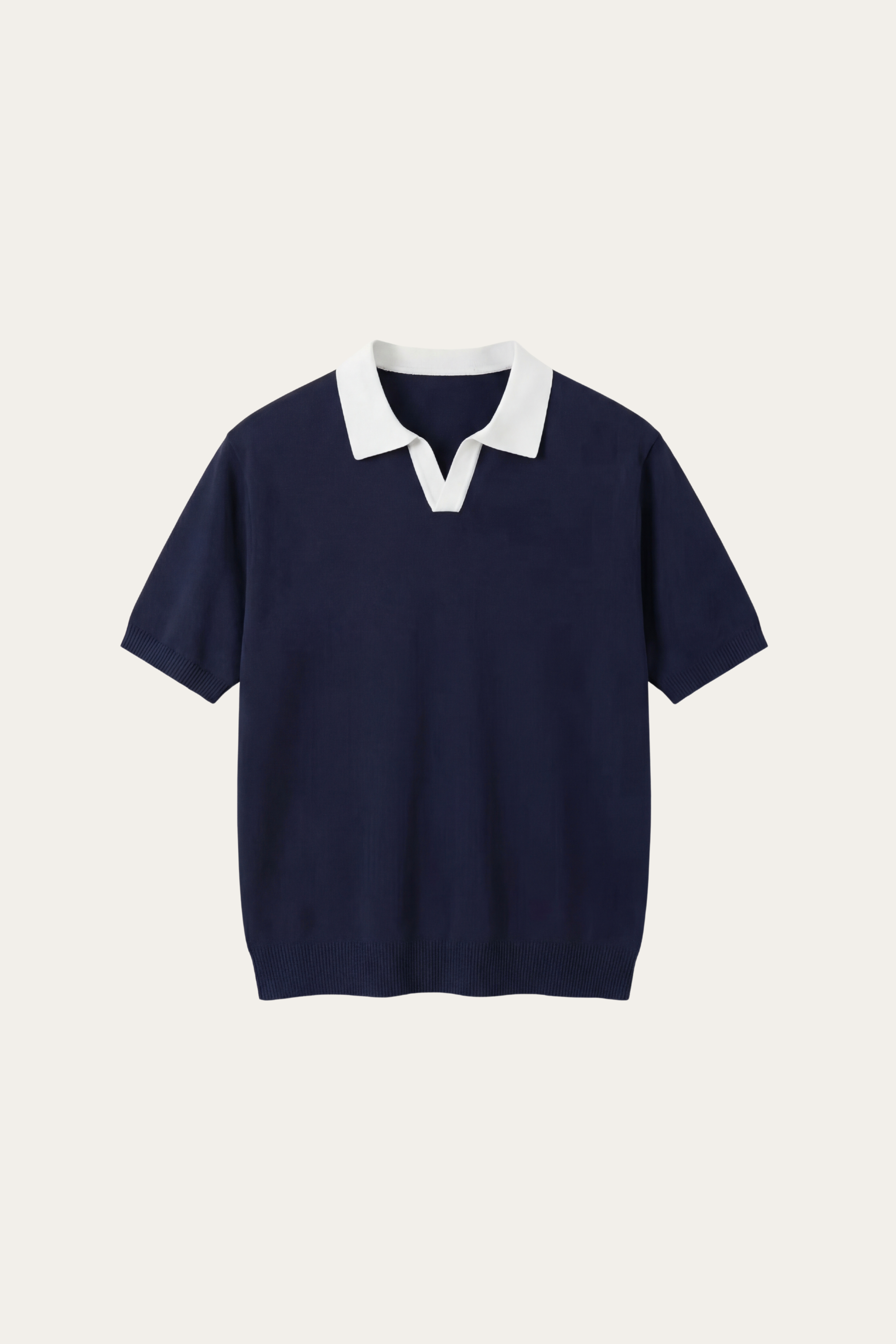 Asti Lapel Knit Polo Navy