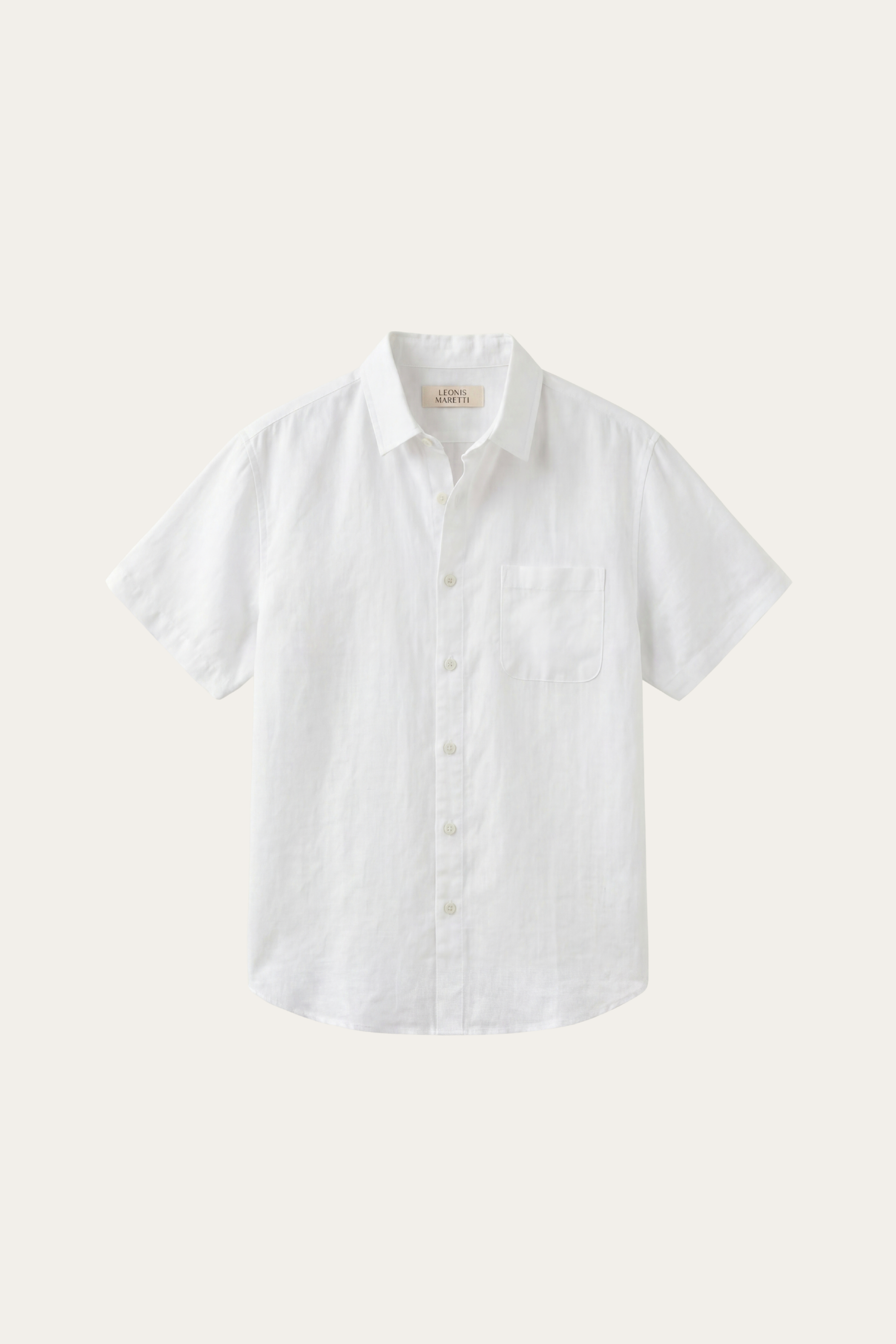 Camicia a maniche corte Vicenza in lino, colore bianco