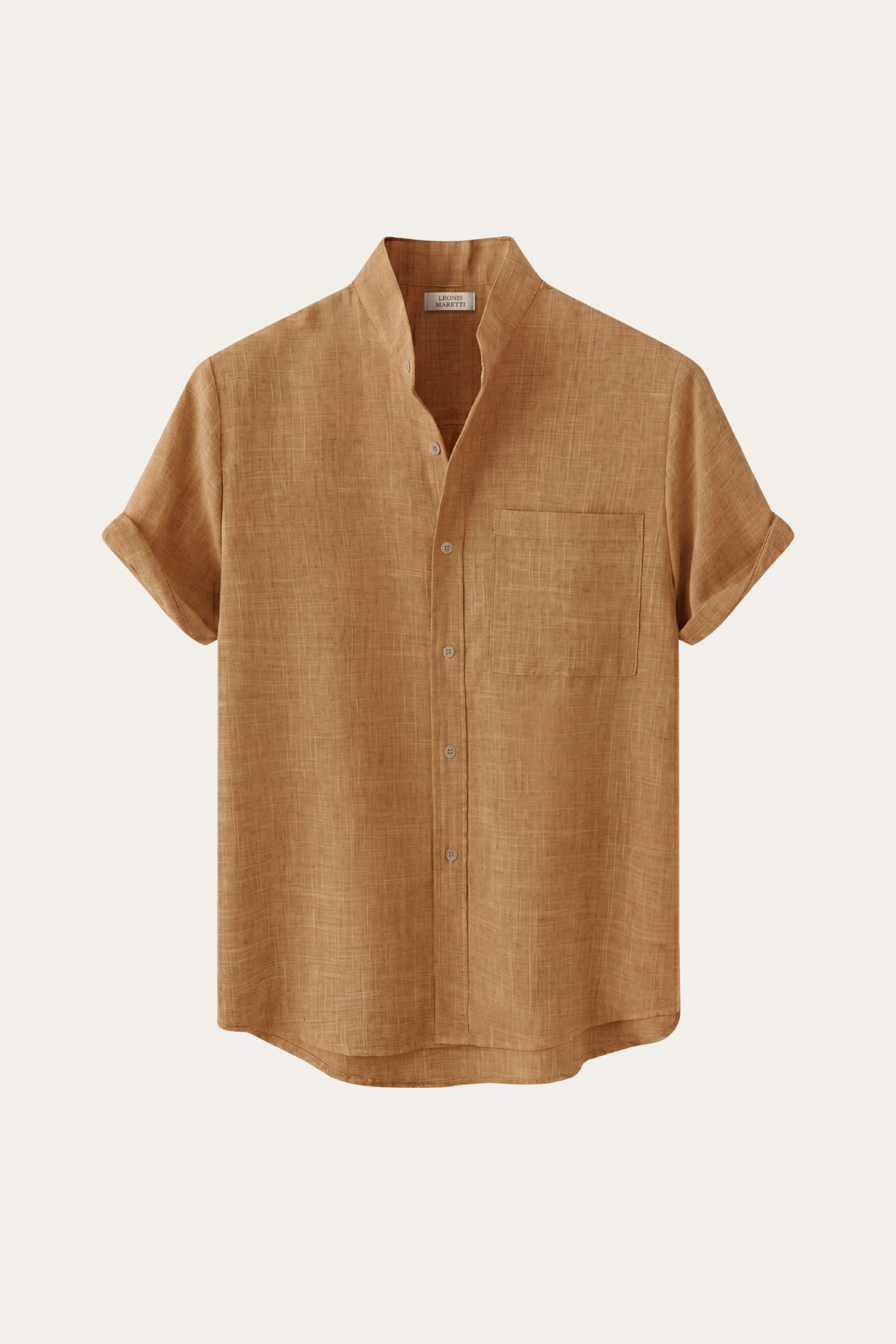 Camicia a maniche corte Treviso in lino giallo