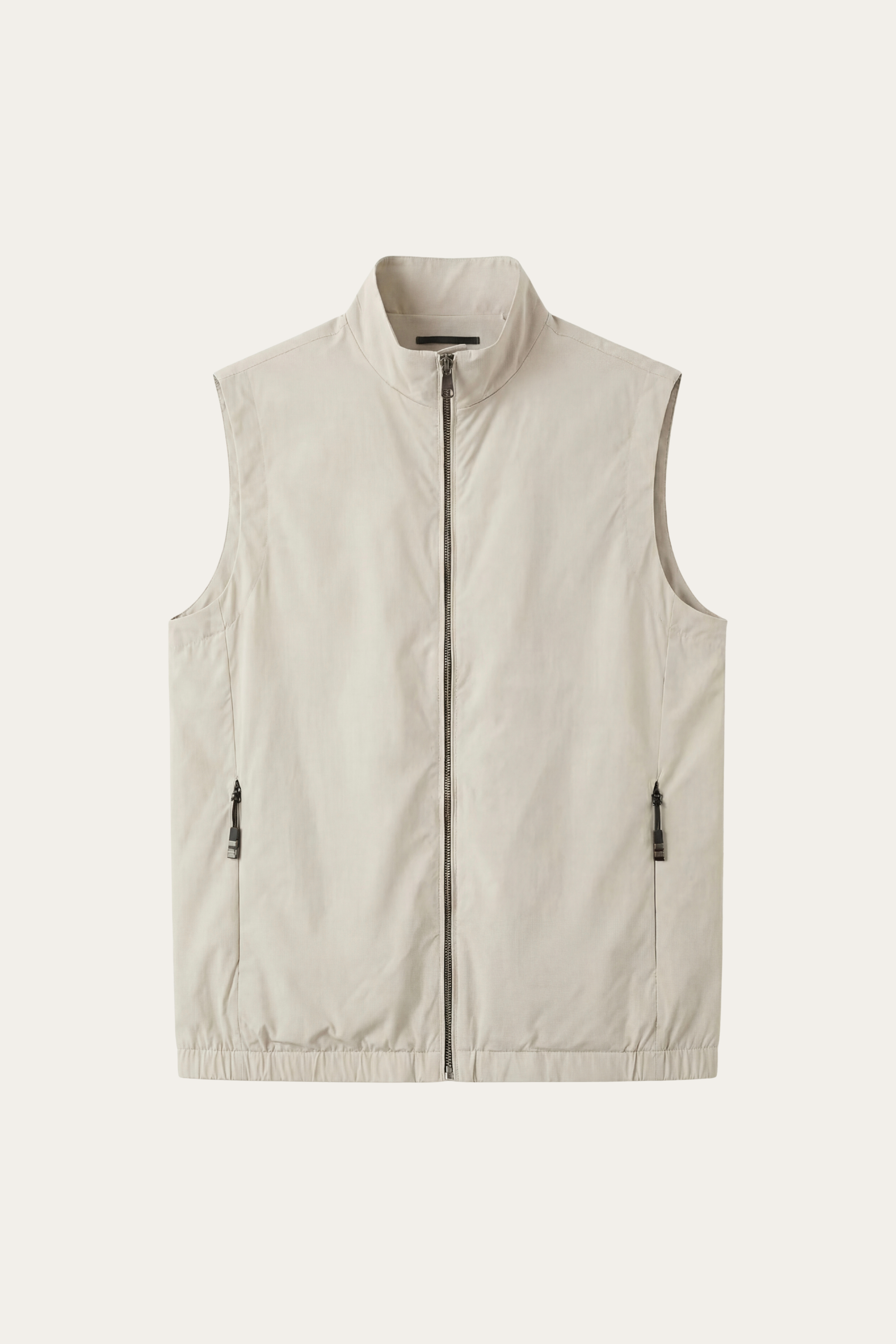 Valeno Stand-Collar Zip Vest Beige