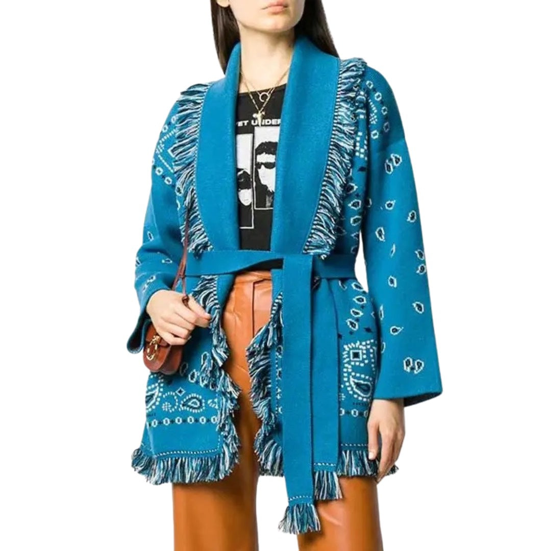 CARDIGAN BANDANA BLU