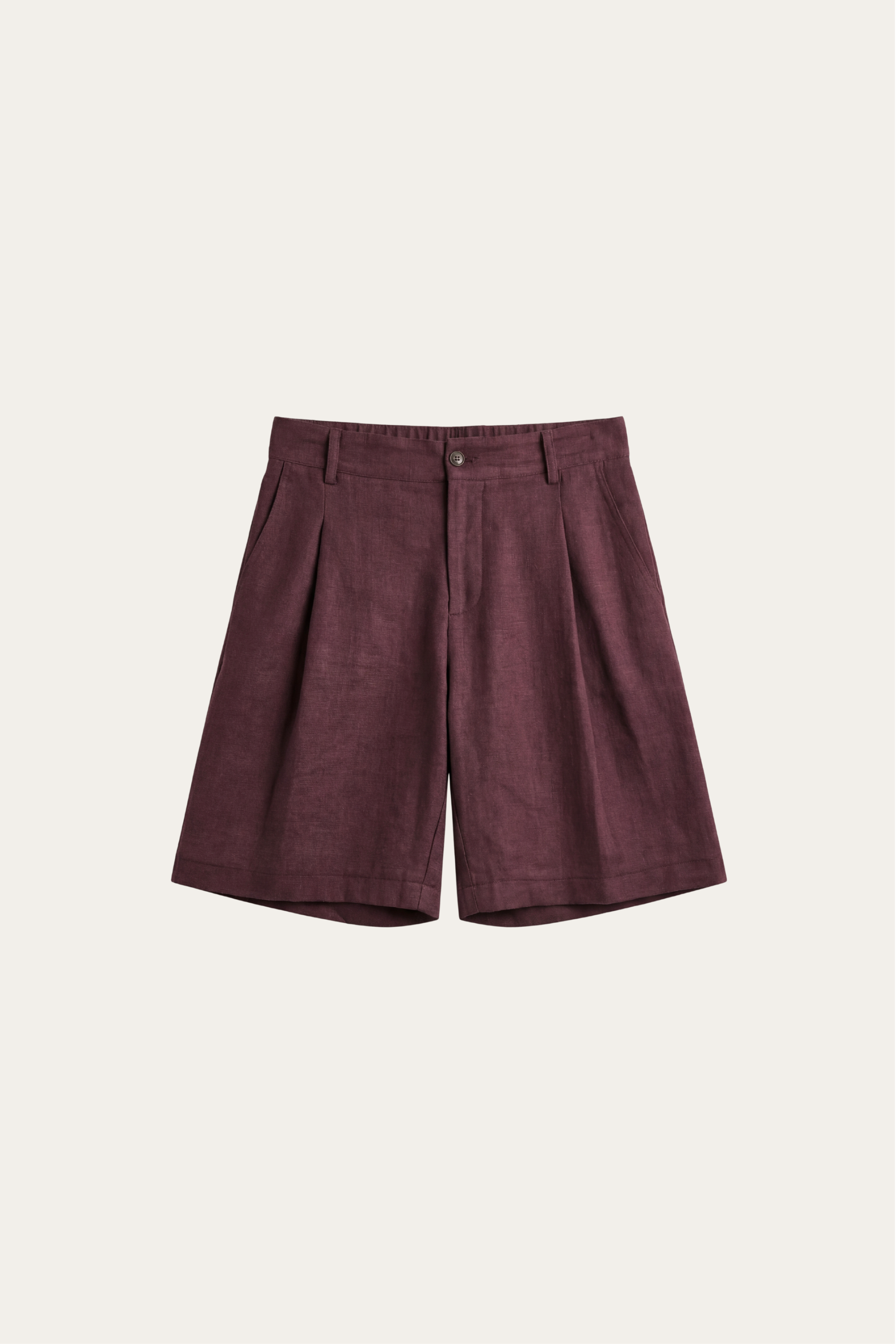 Orvieto Shorts Plissettati in Lino Rosso Vino
