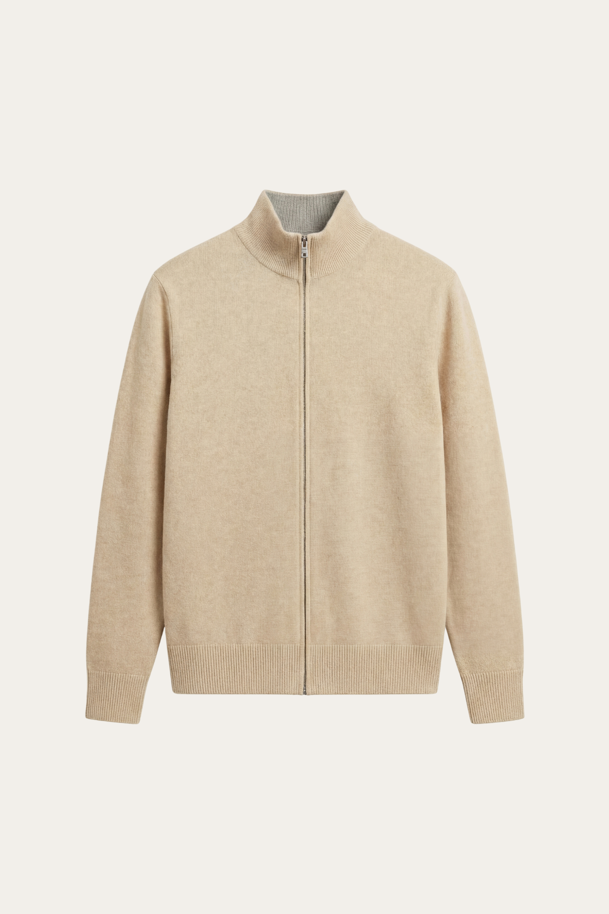 Cardigan reversibile in cashmere con zip Marciello Beige e Grigio