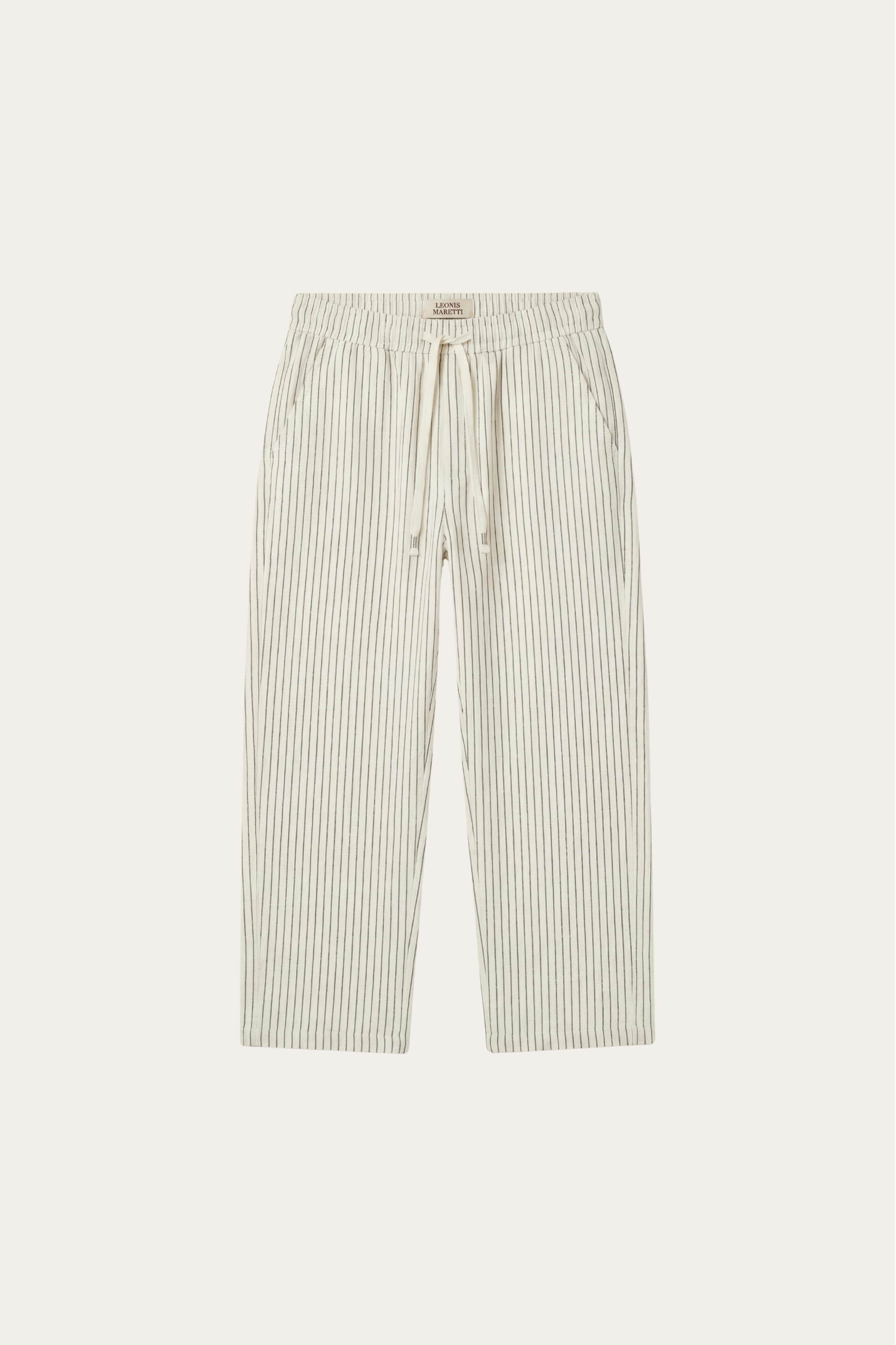 Pantaloni Siena in Lino a Righe Beige