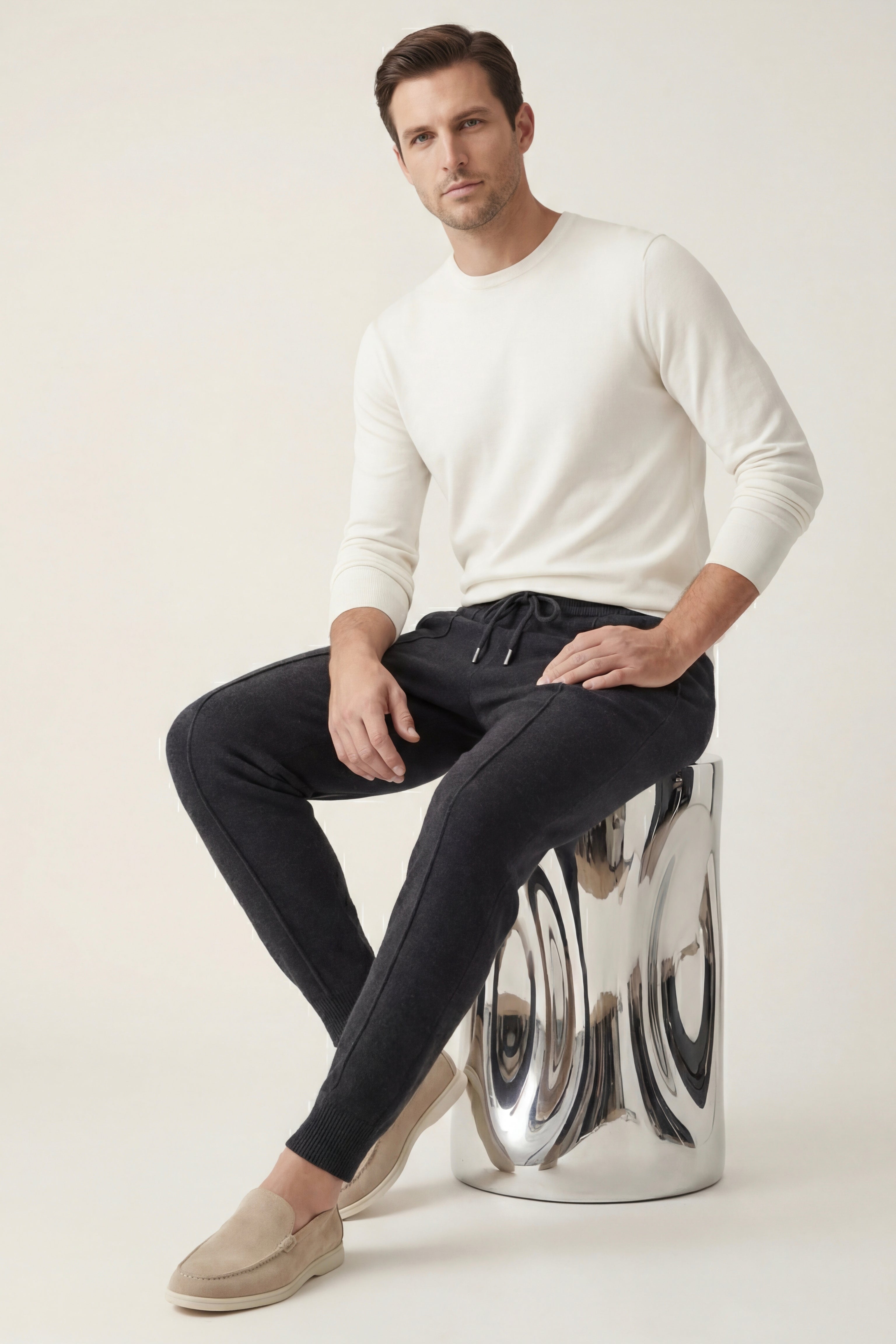 Sartore Pantaloni in Cashmere Grigio Scuro